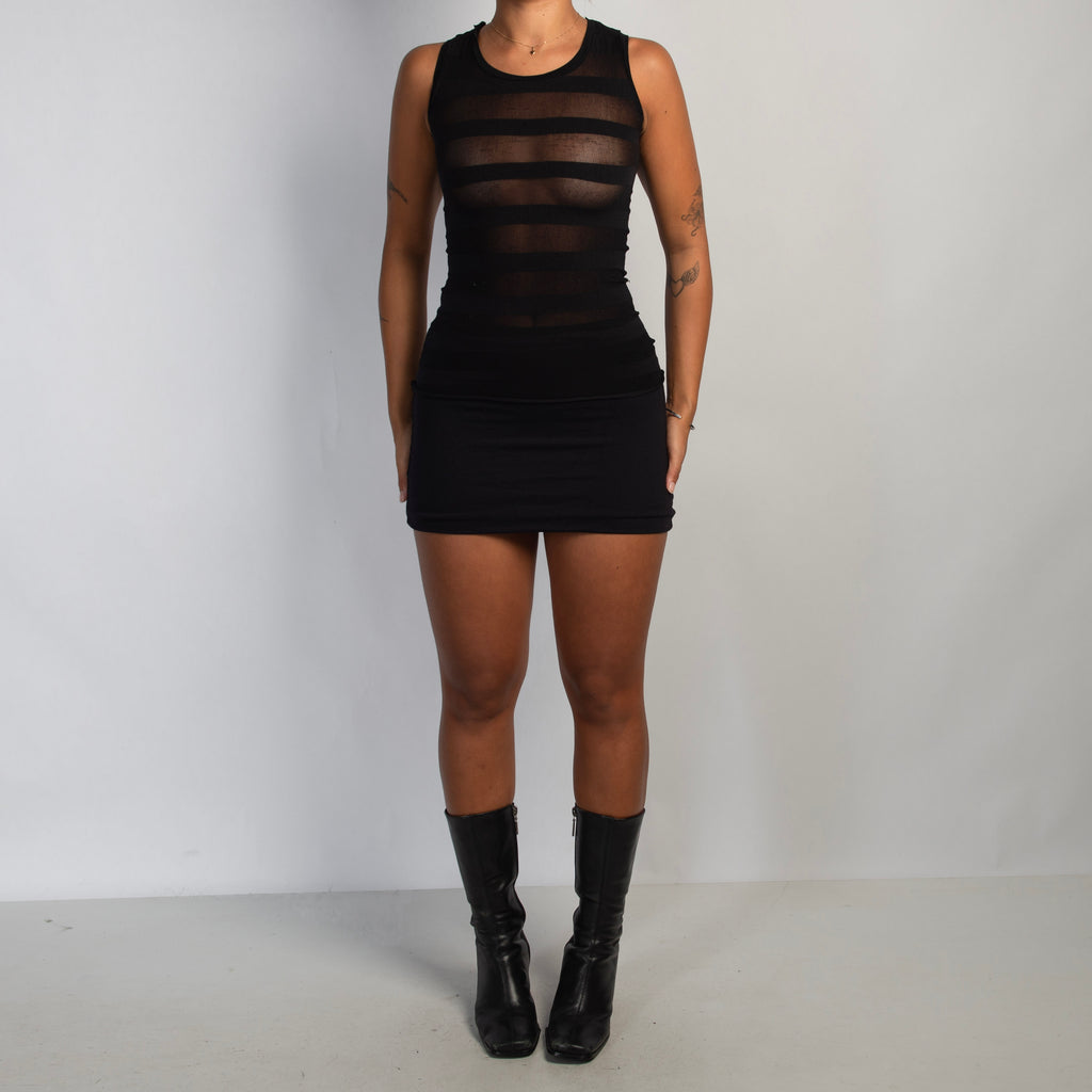 BLACK MESH STRIPE TOP