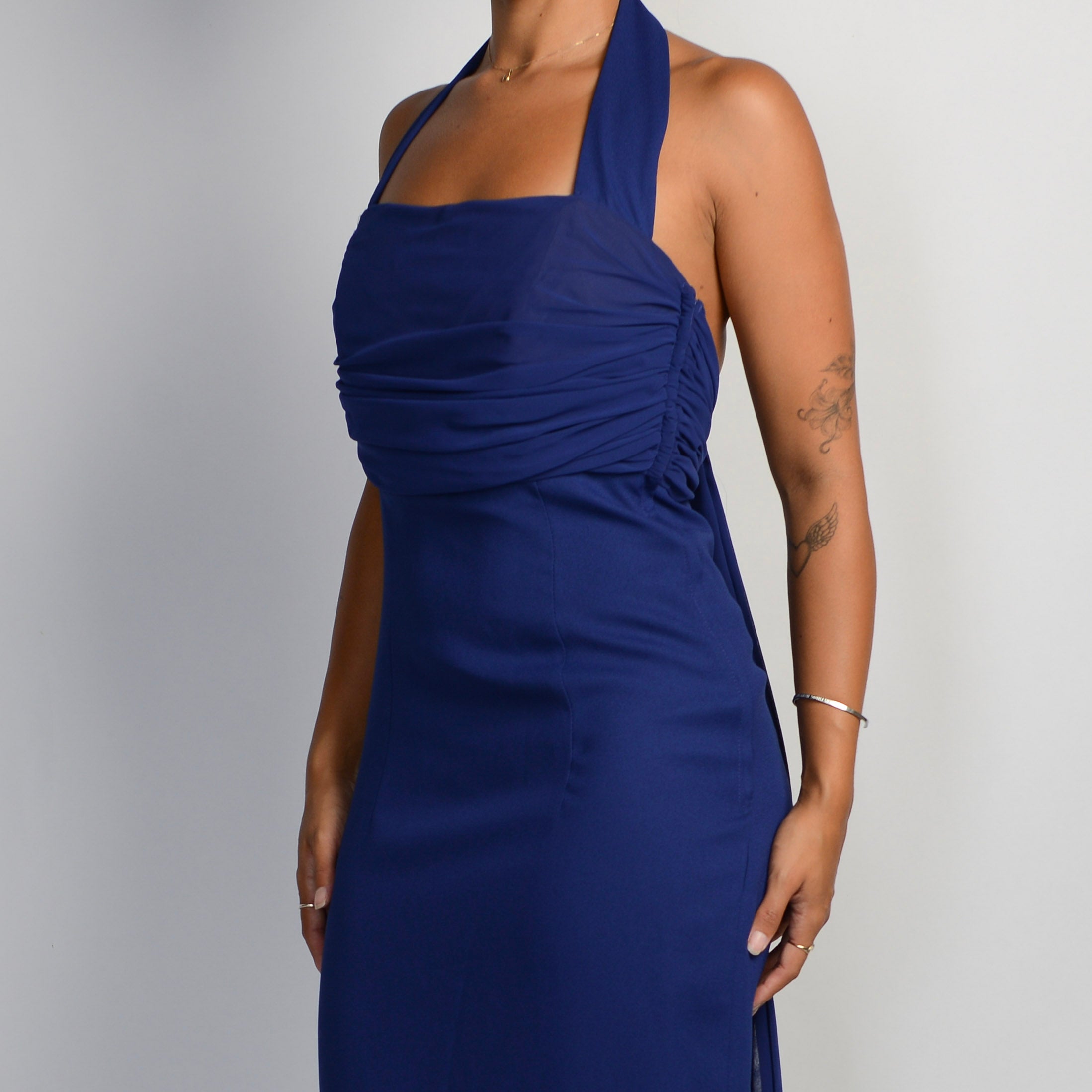 DEEP BLUE HALTER DRESS