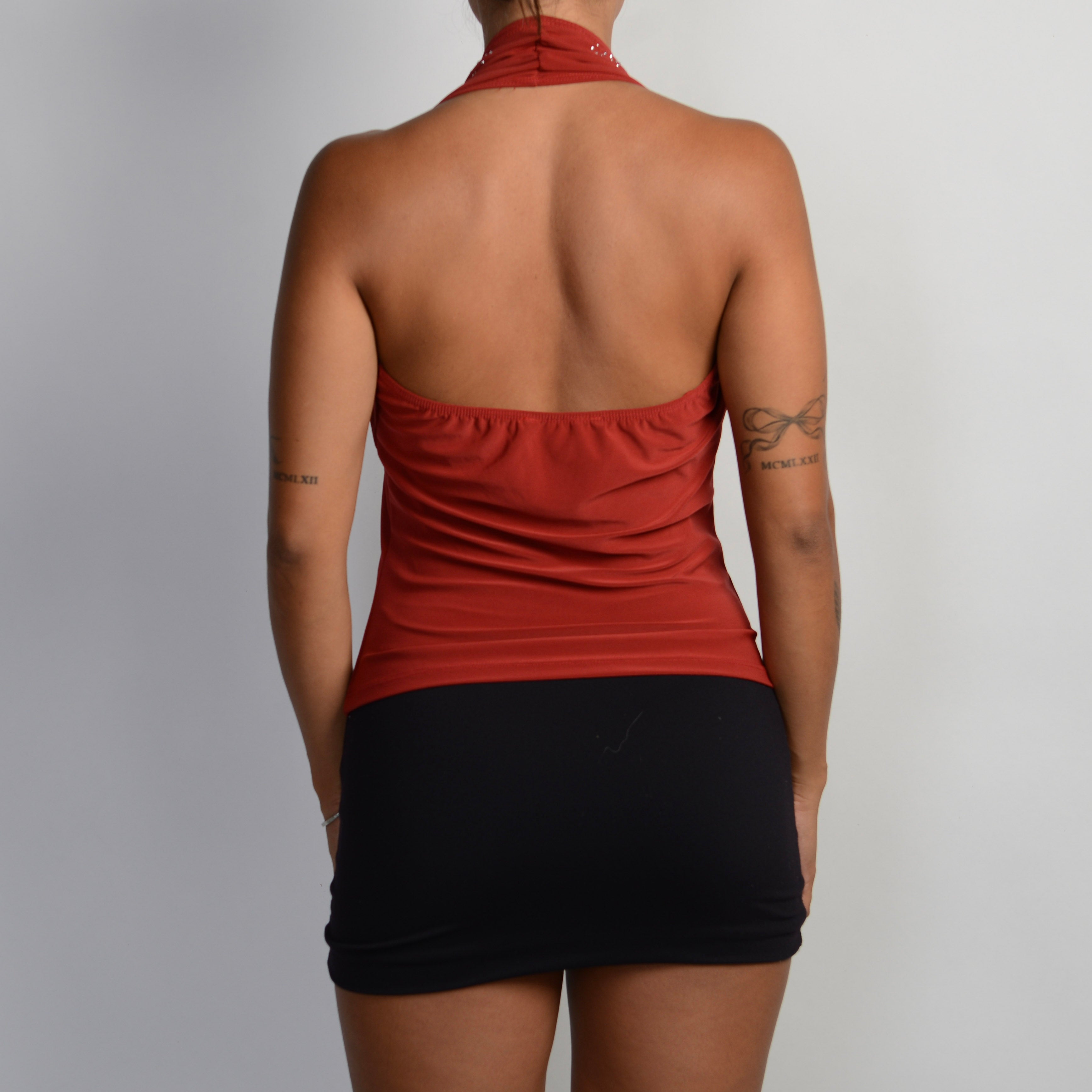 RED O RING HALTER TOP