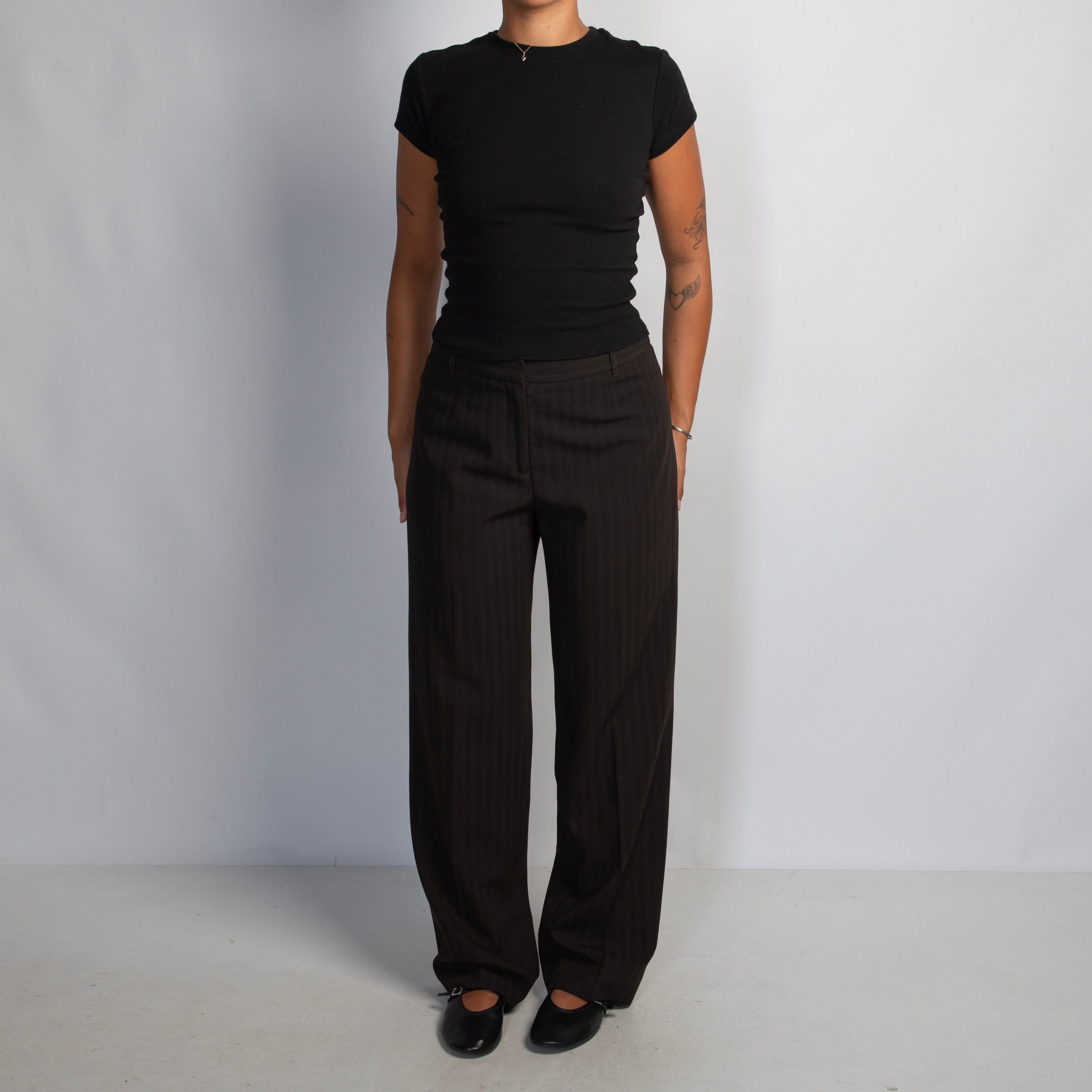 DARK BROWN STRIPE TROUSERS