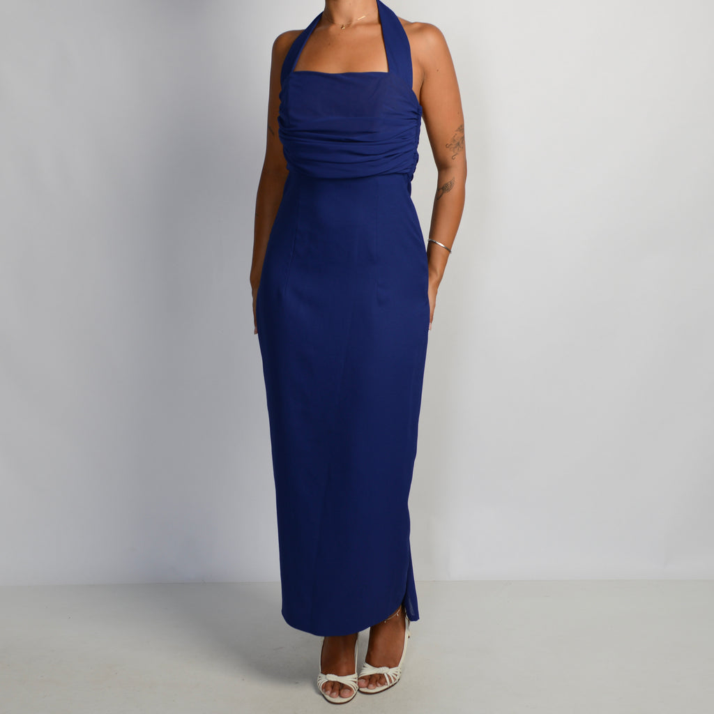 DEEP BLUE HALTER DRESS