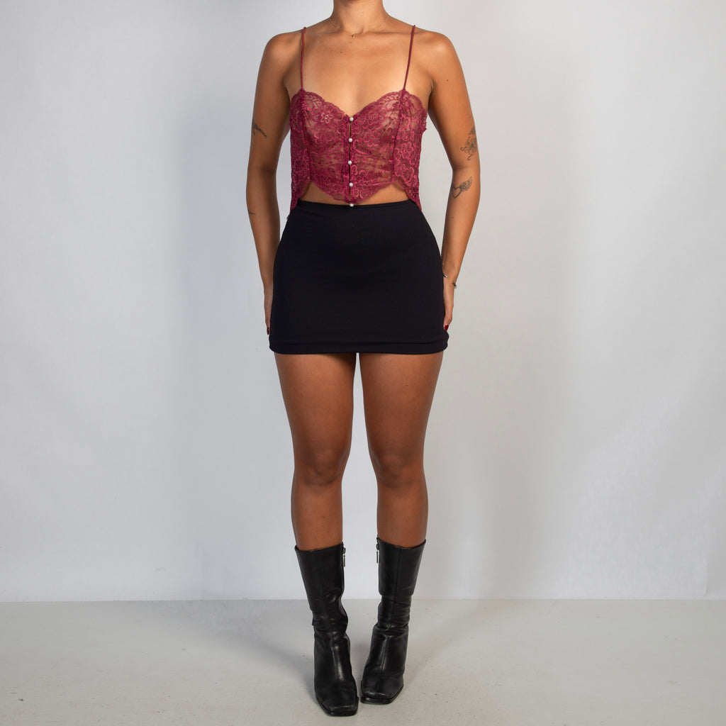 MAROON LACE CROP TOP
