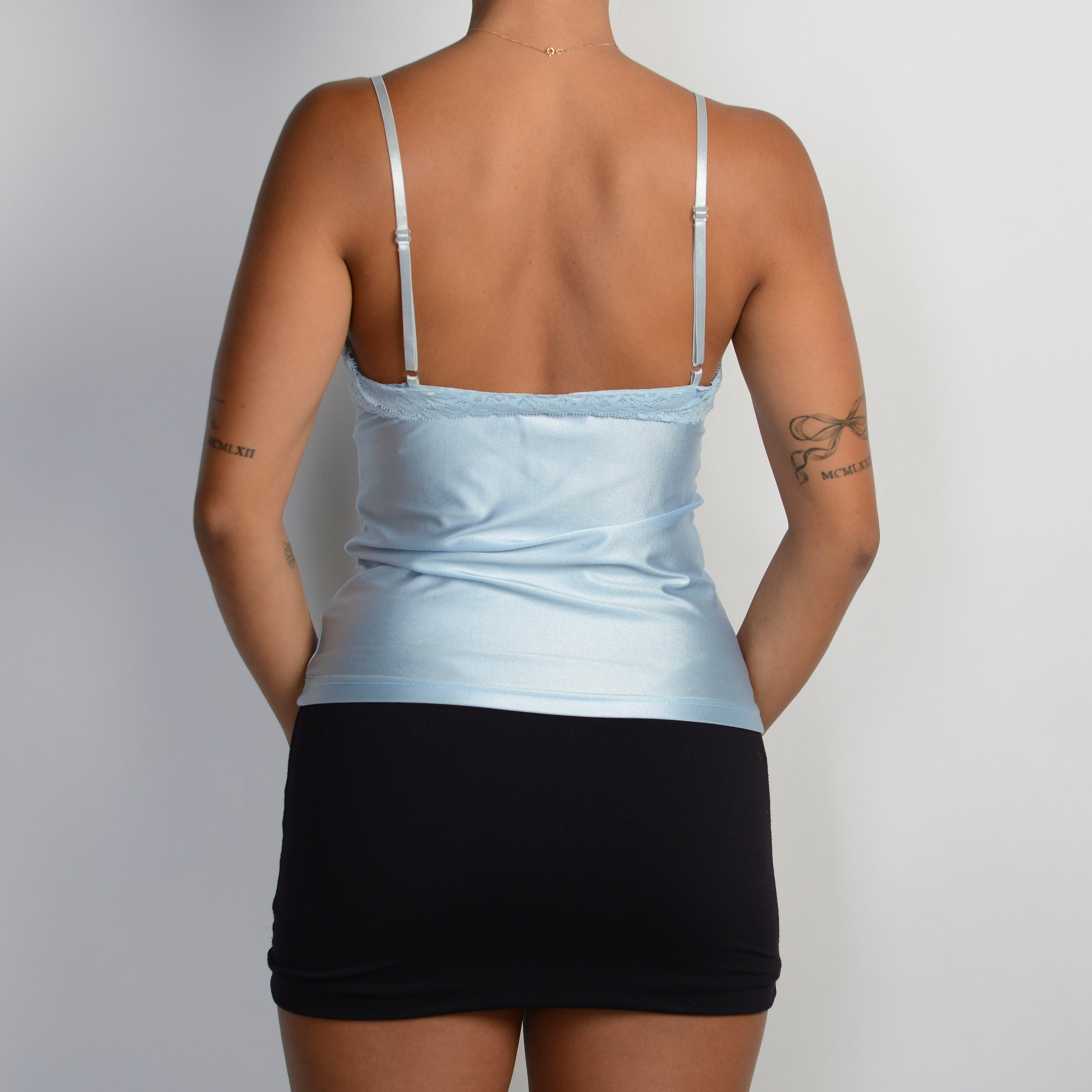 BLUE SATIN STRETCH CAMISOLE