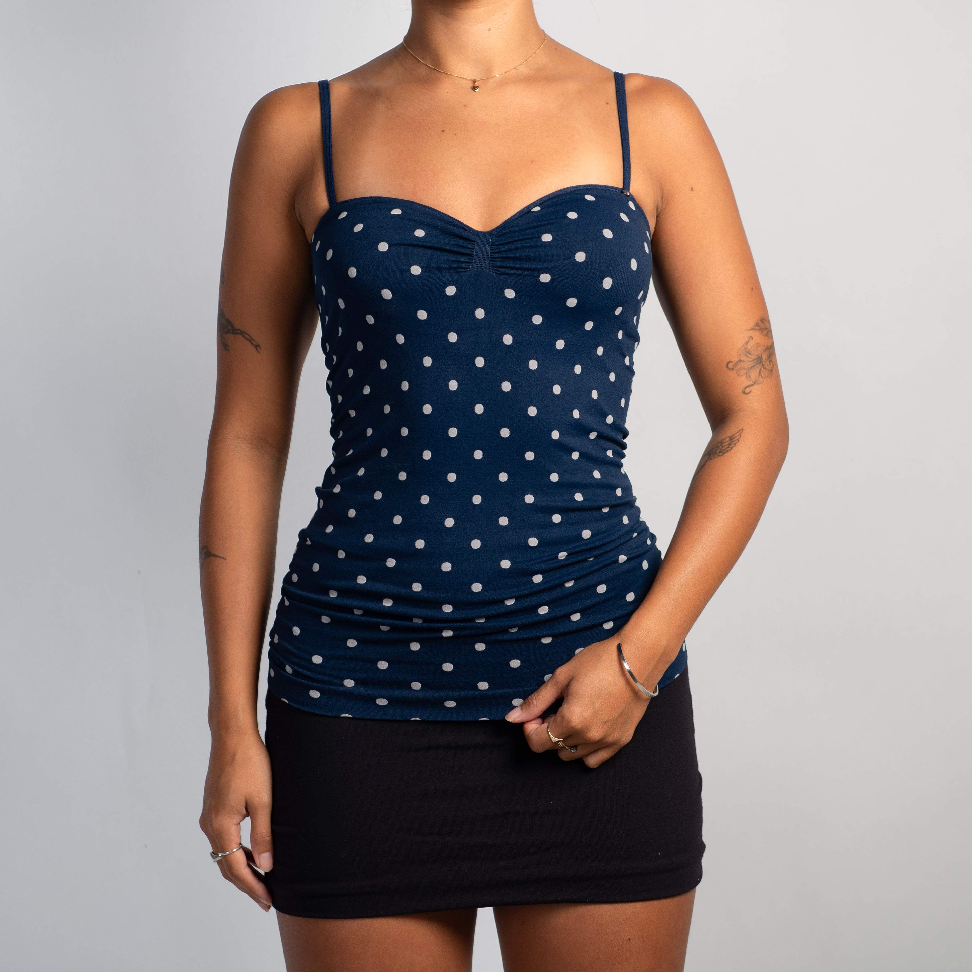 NAVY POLKA DOT CAMISOLE
