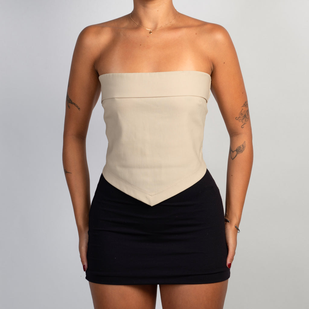 BEIGE STRAPLESS TOP