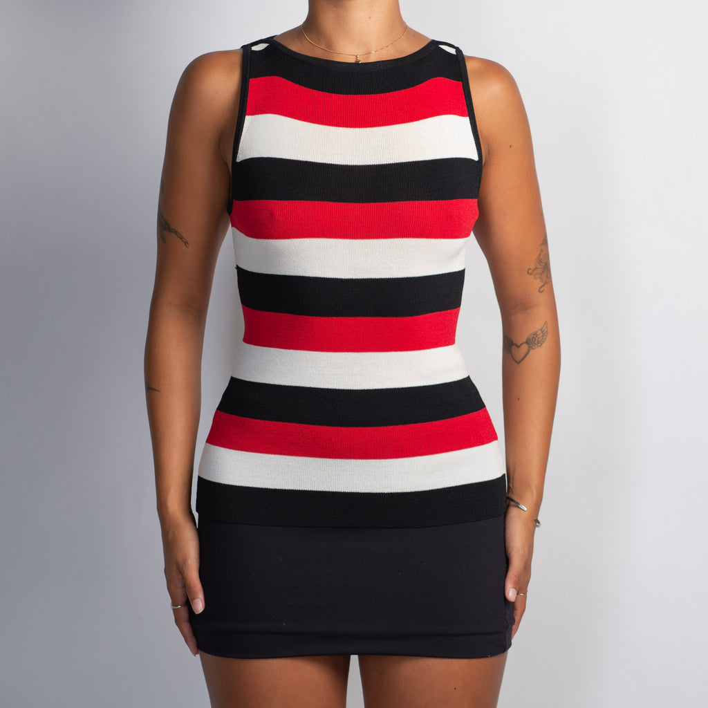 RED STRIPE KNIT TOP