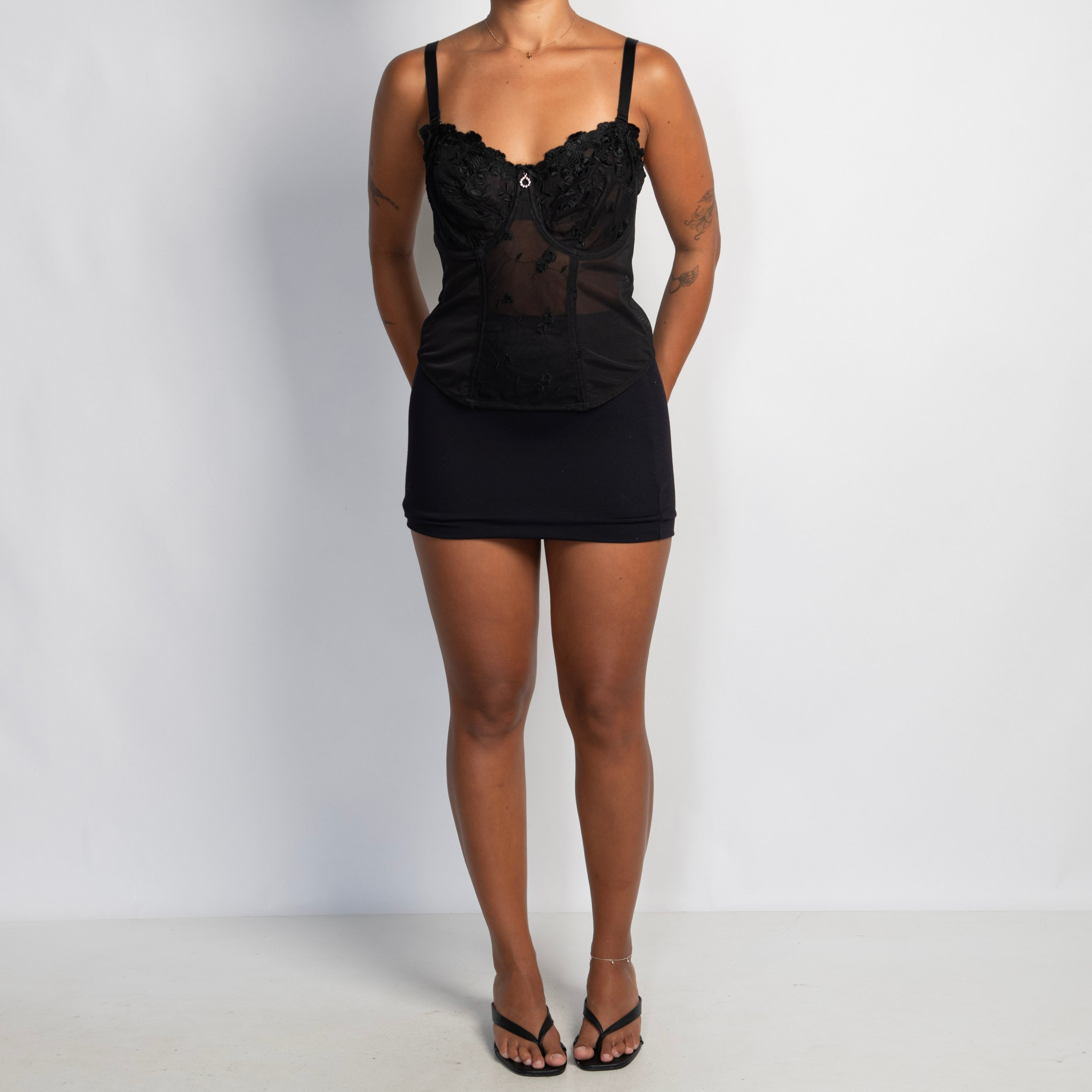 BLACK MESH BUSTIER
