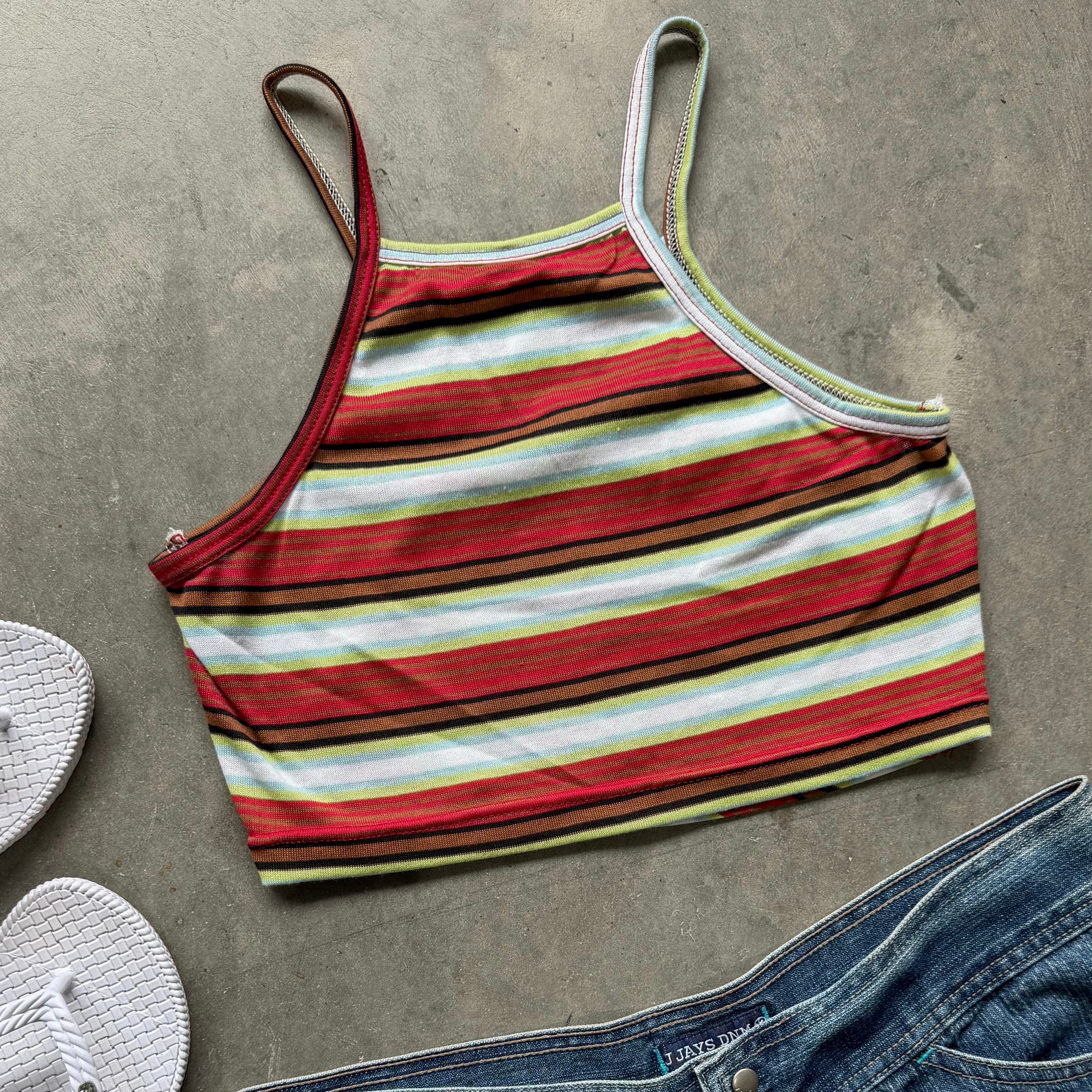 LIME STRIPE CROP TOP