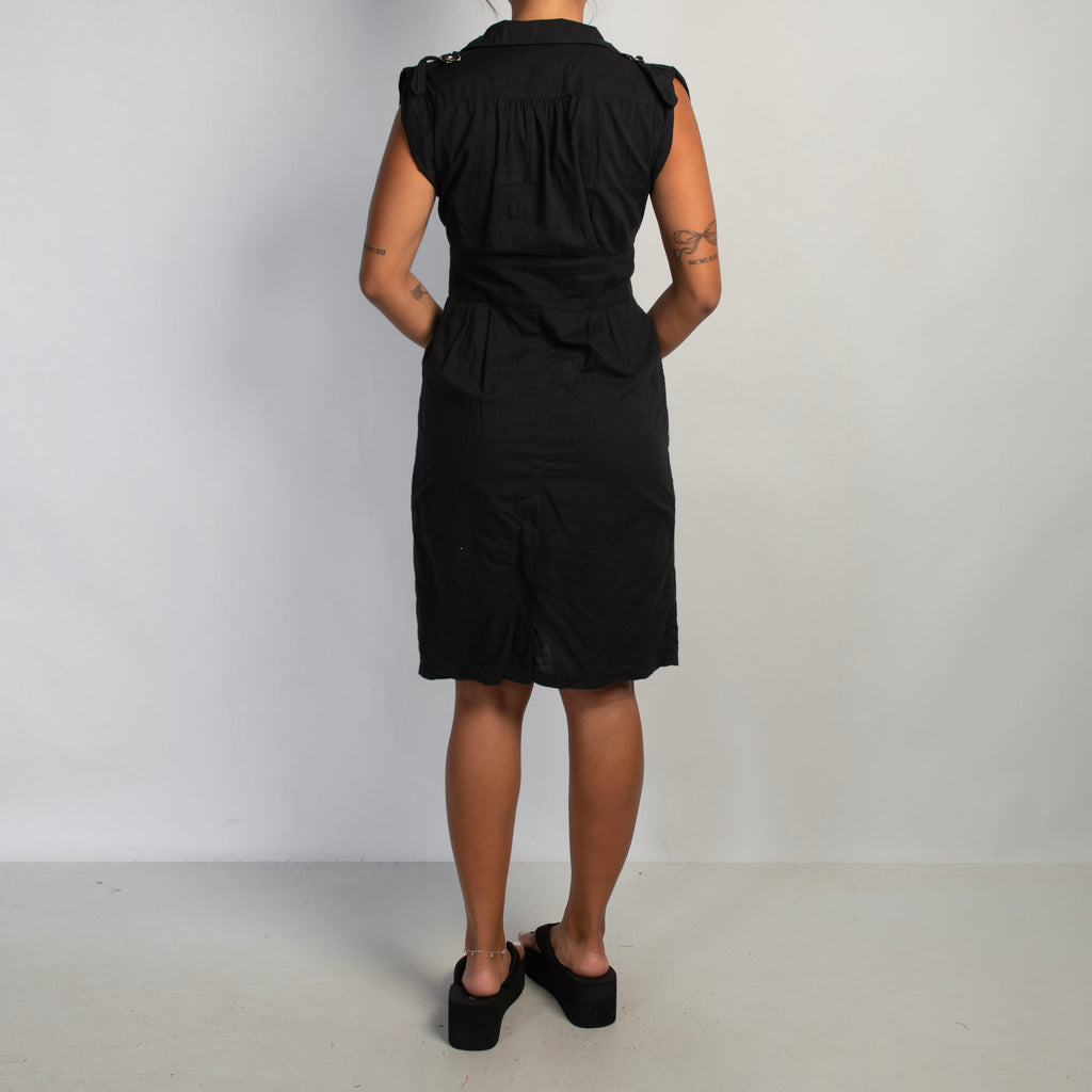 BLACK BUTTON FRONT DRESS