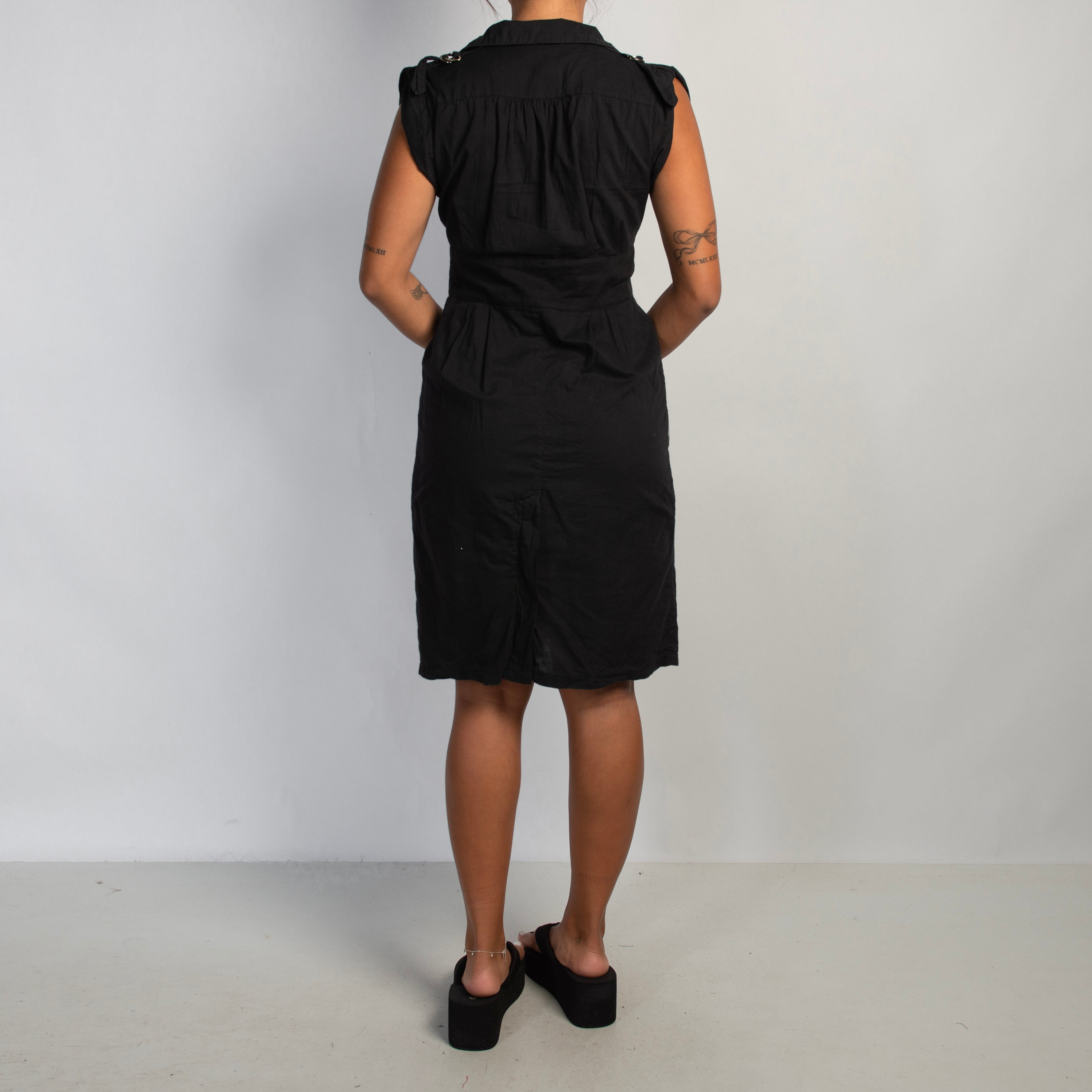 BLACK BUTTON FRONT DRESS