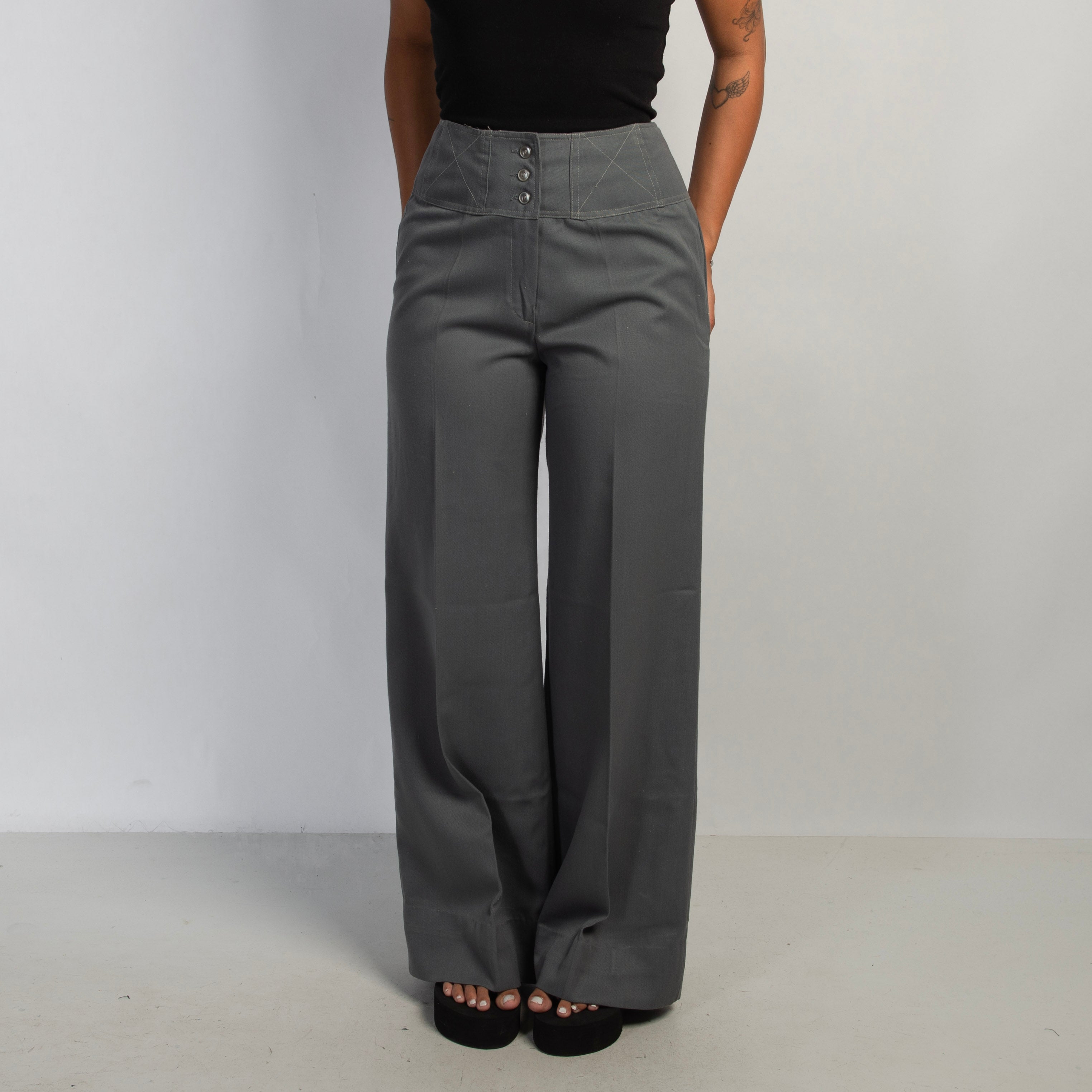GREY WIDE LEG TROUSERS