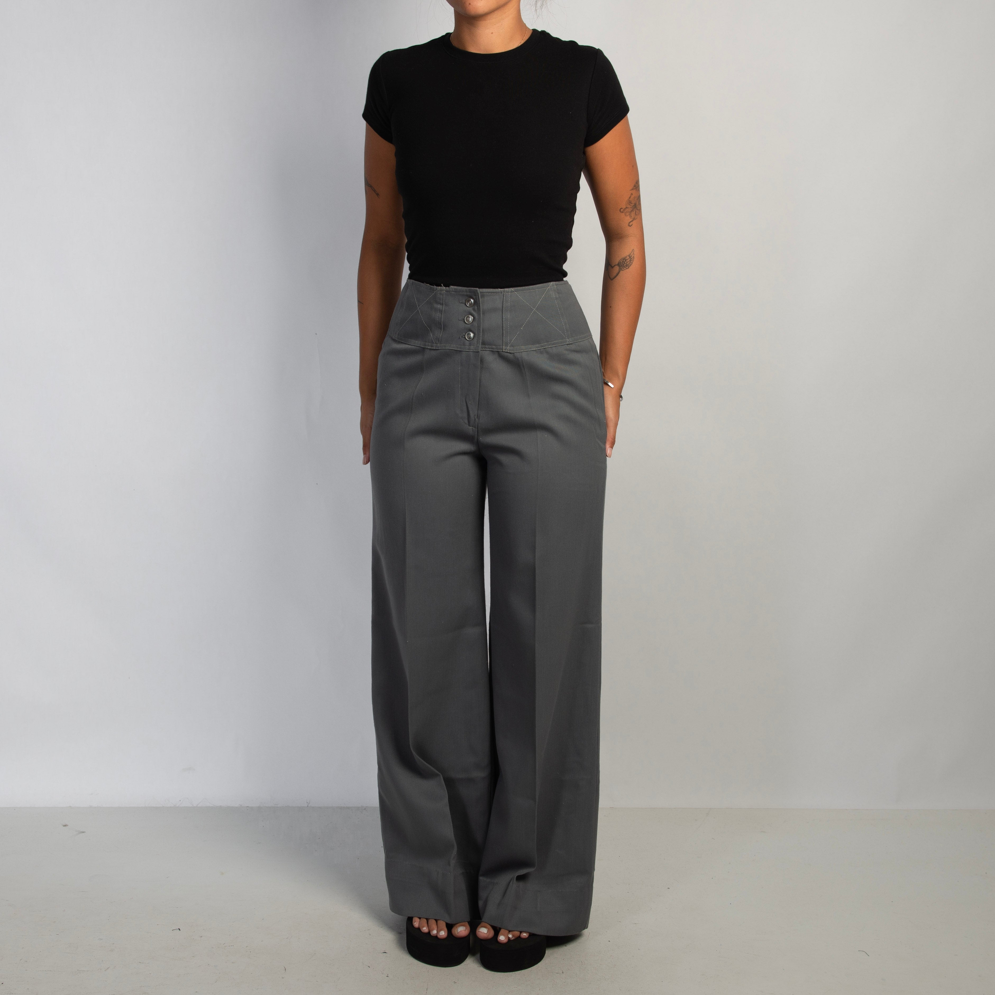 GREY WIDE LEG TROUSERS