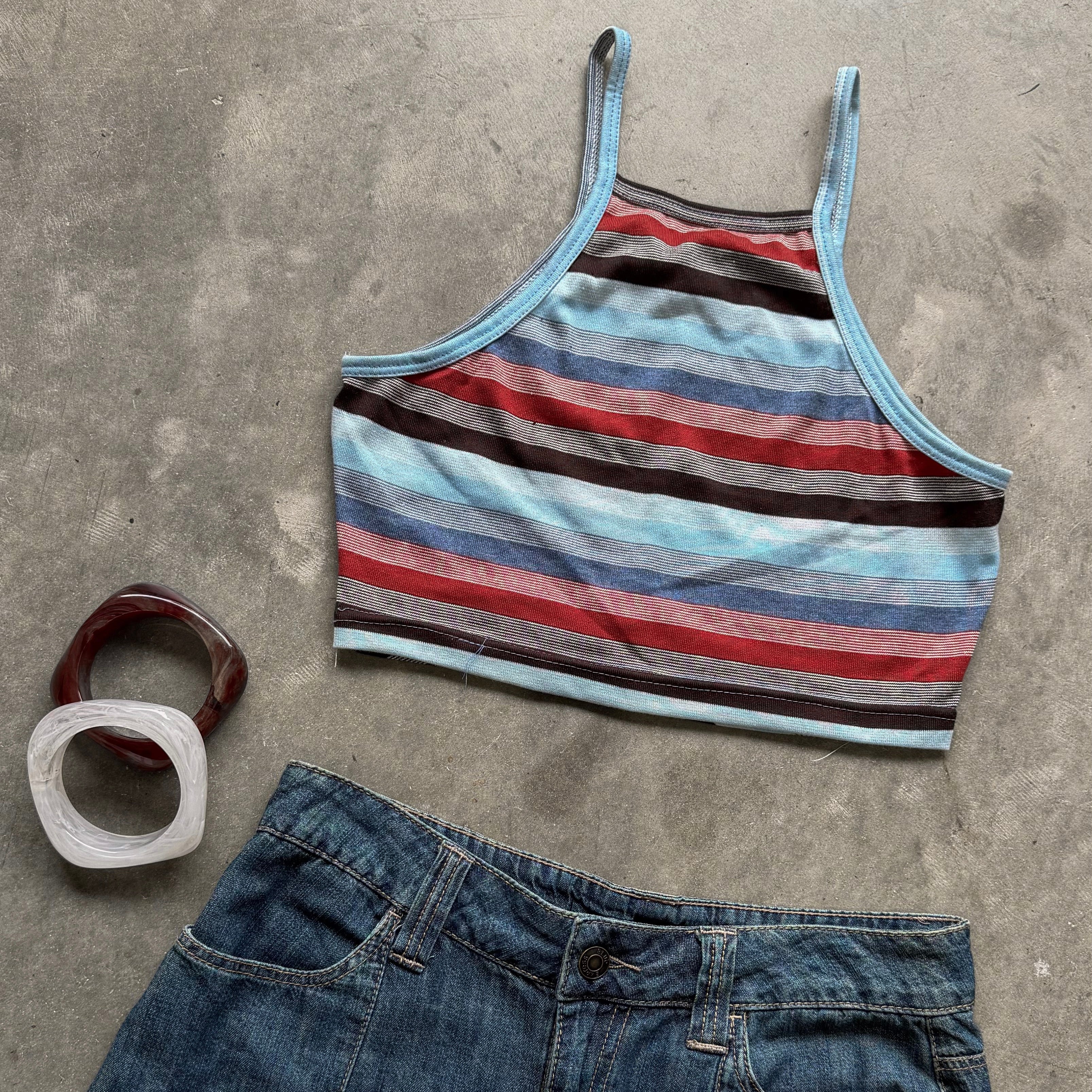 CHOC STRIPE CROP TOP