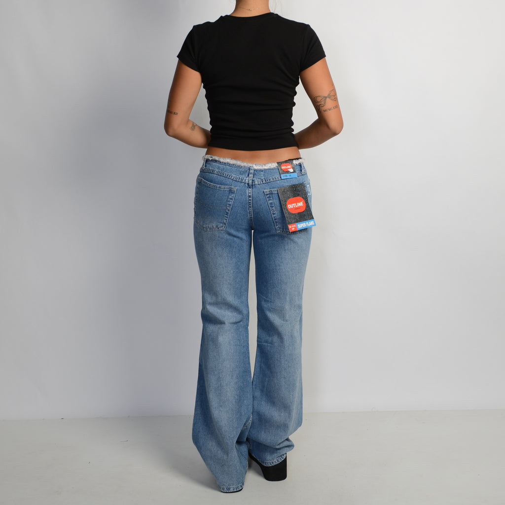 DENIM STUDDED FLARE JEANS