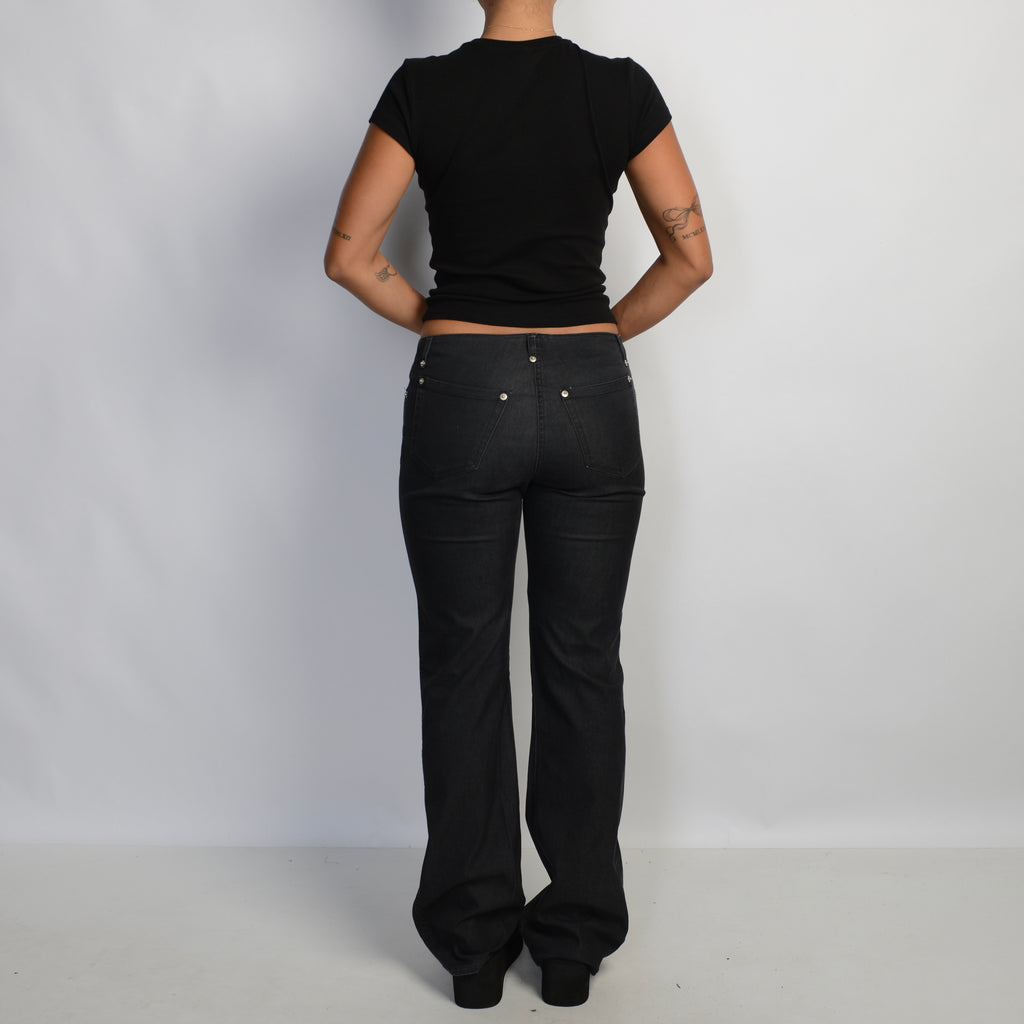 WASHED BLACK BOOTCUT PANTS