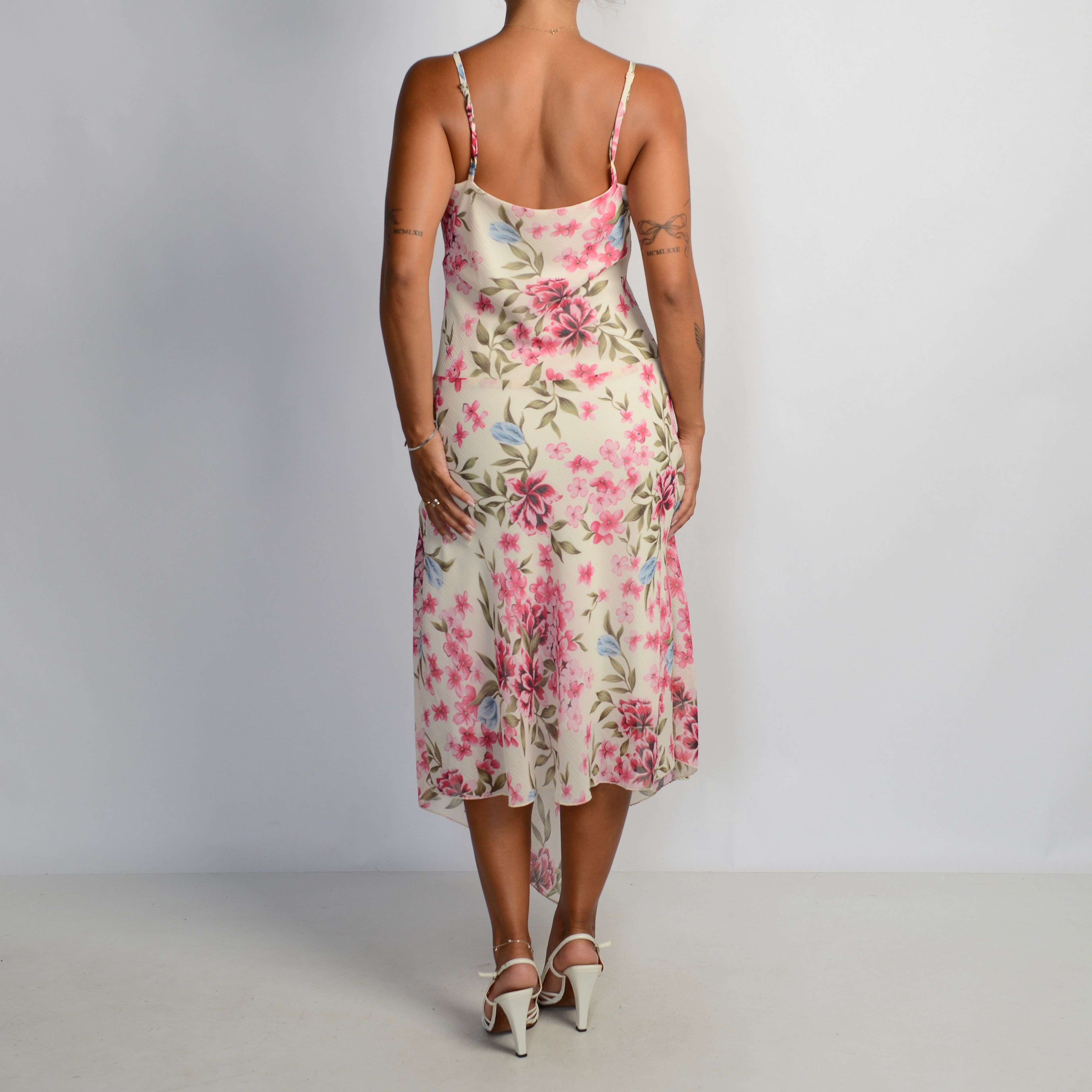 CREAM FLORAL MIDI DRESS