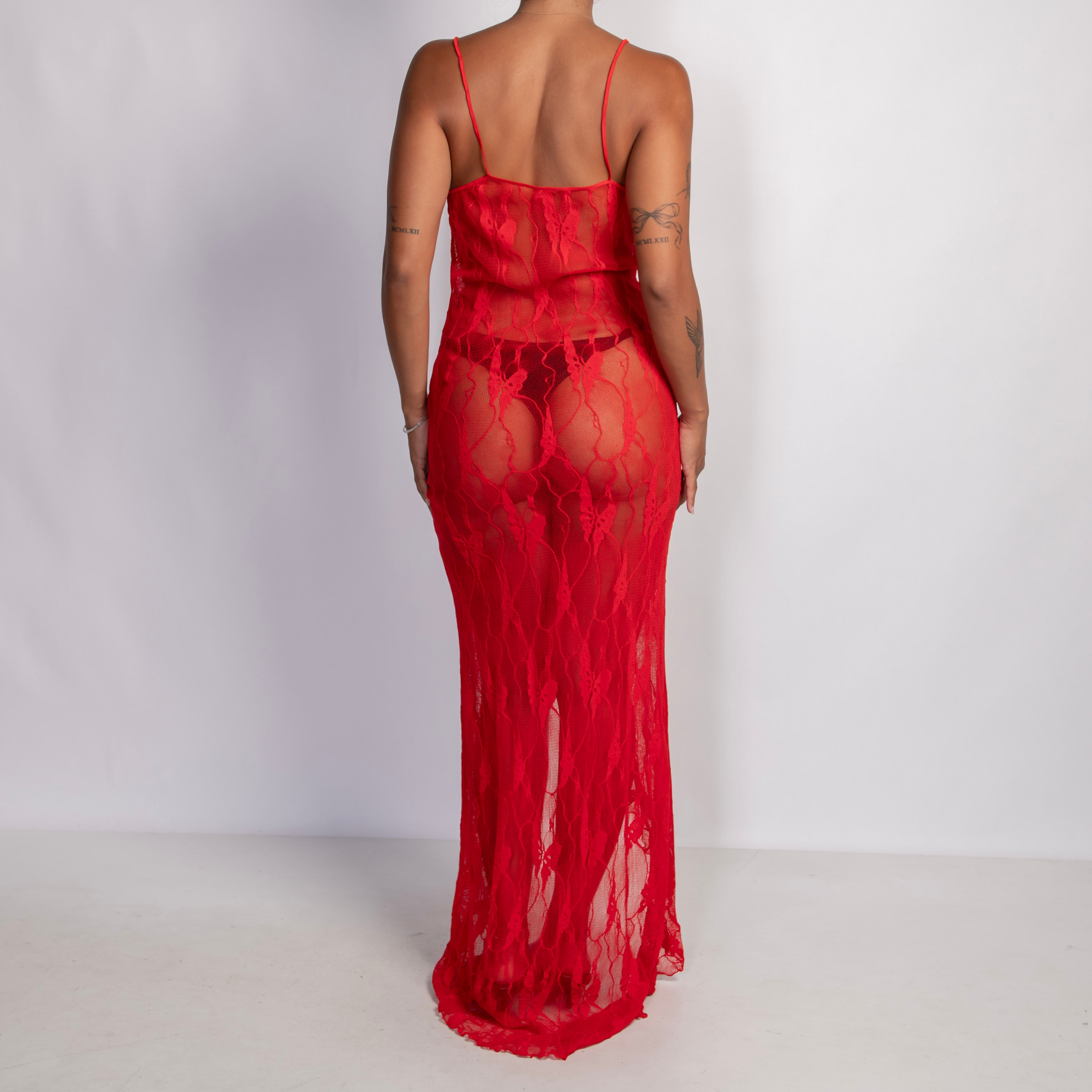 RED LACE MAXI DRESS