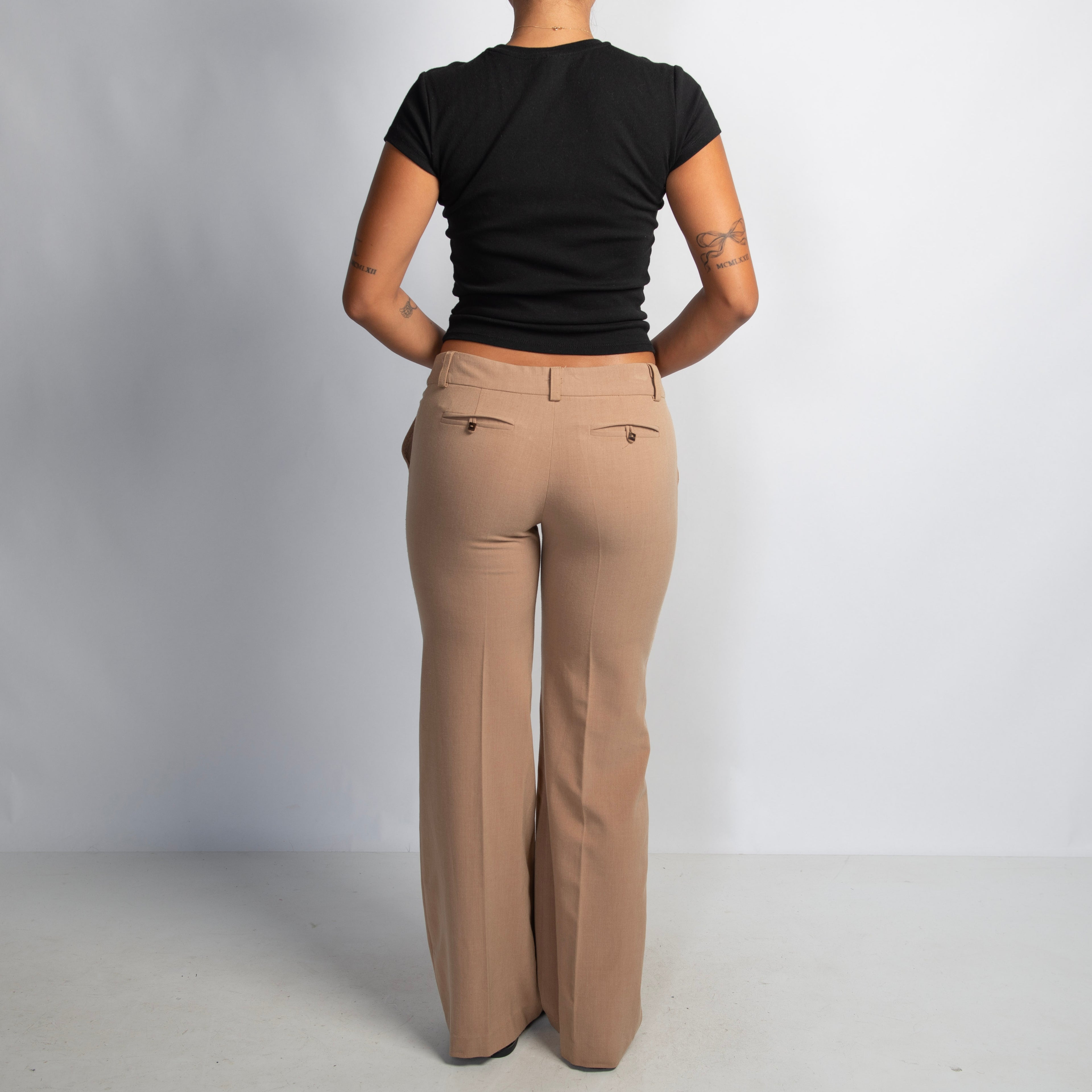 TAN BOOTCUT TROUSERS