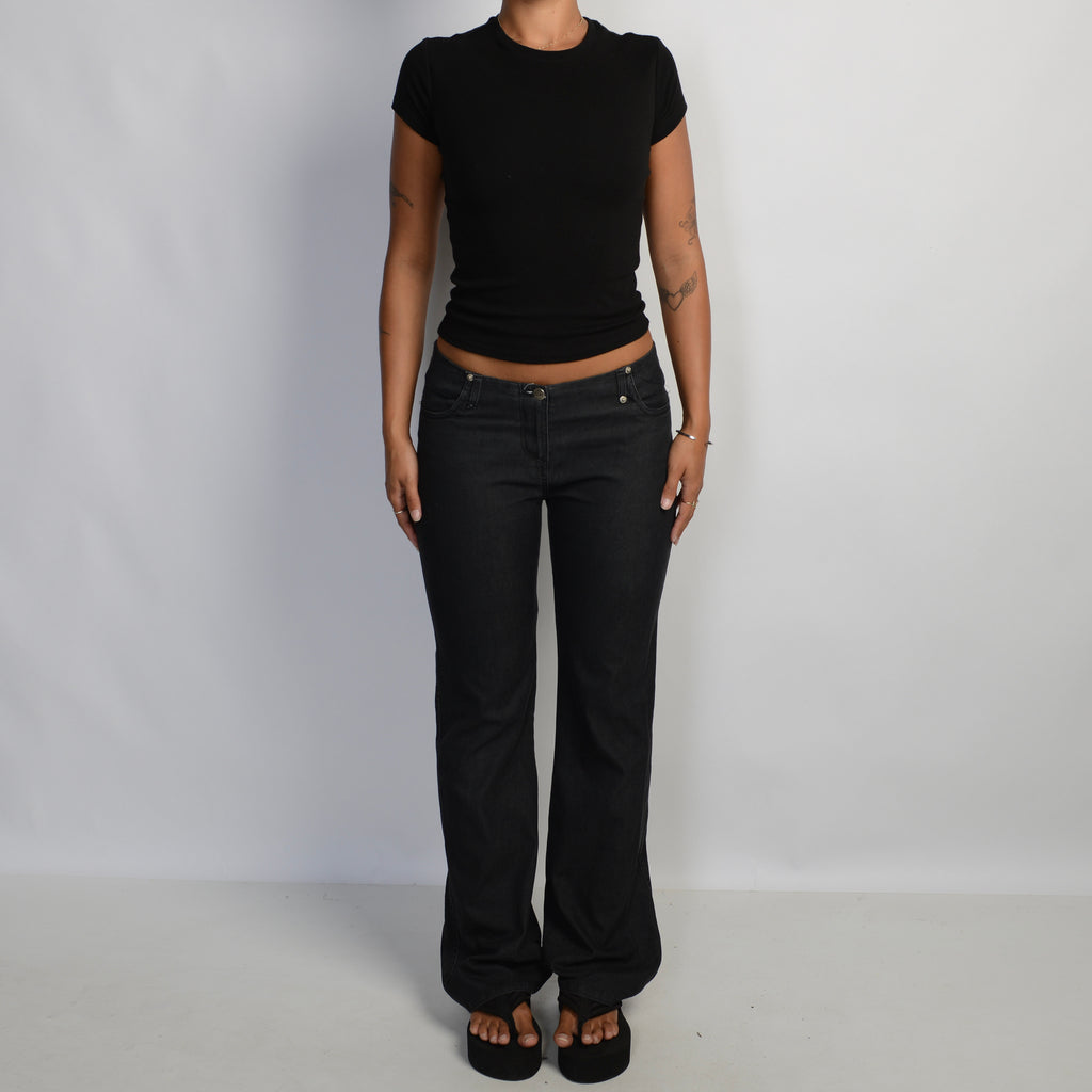 WASHED BLACK BOOTCUT PANTS