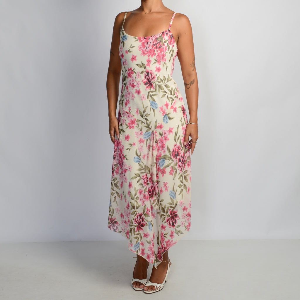 CREAM FLORAL MIDI DRESS