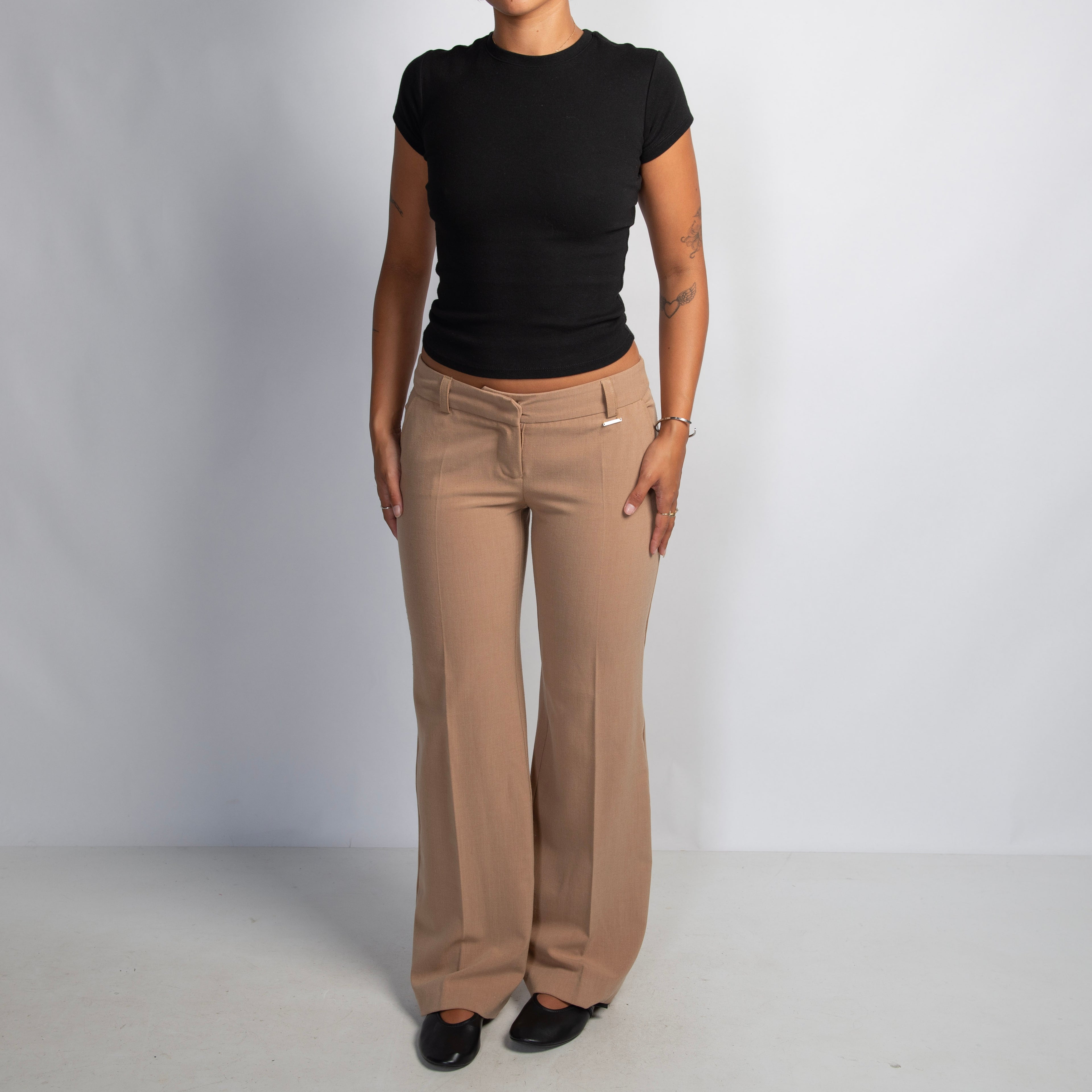 TAN BOOTCUT TROUSERS