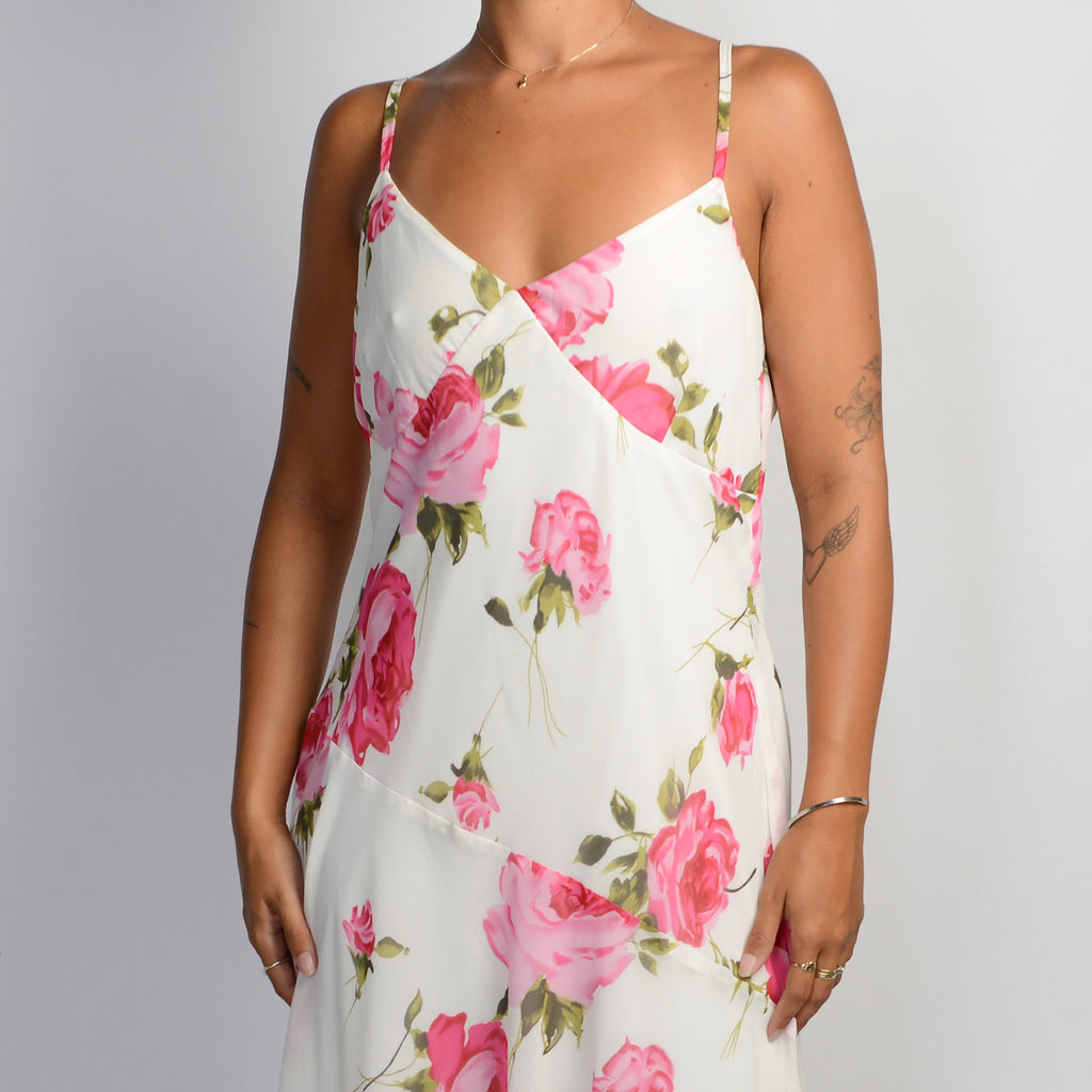 WHITE FLORAL MIDI DRESS