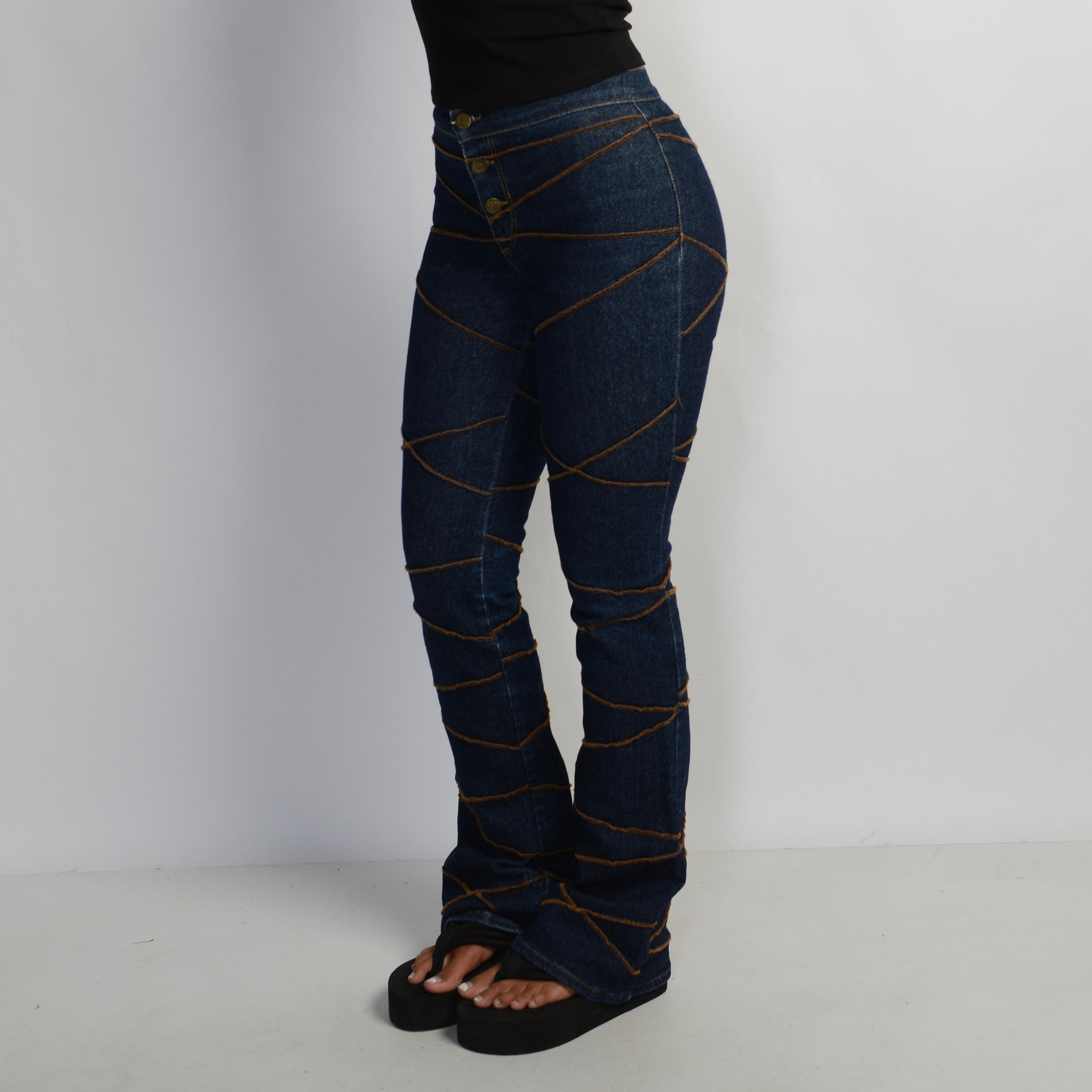 TEXTURED DENIM JEANS