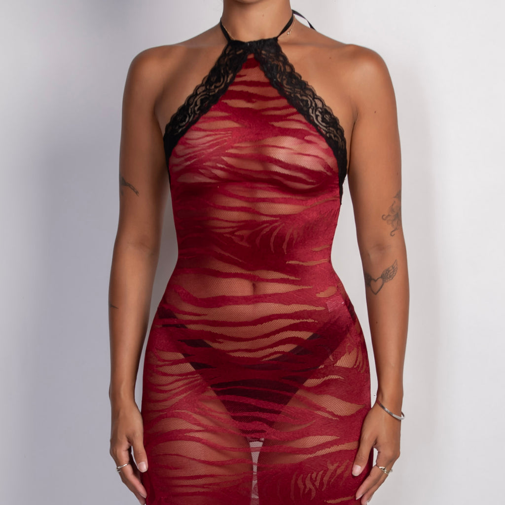 SHEER MARRON MAXI DRESS