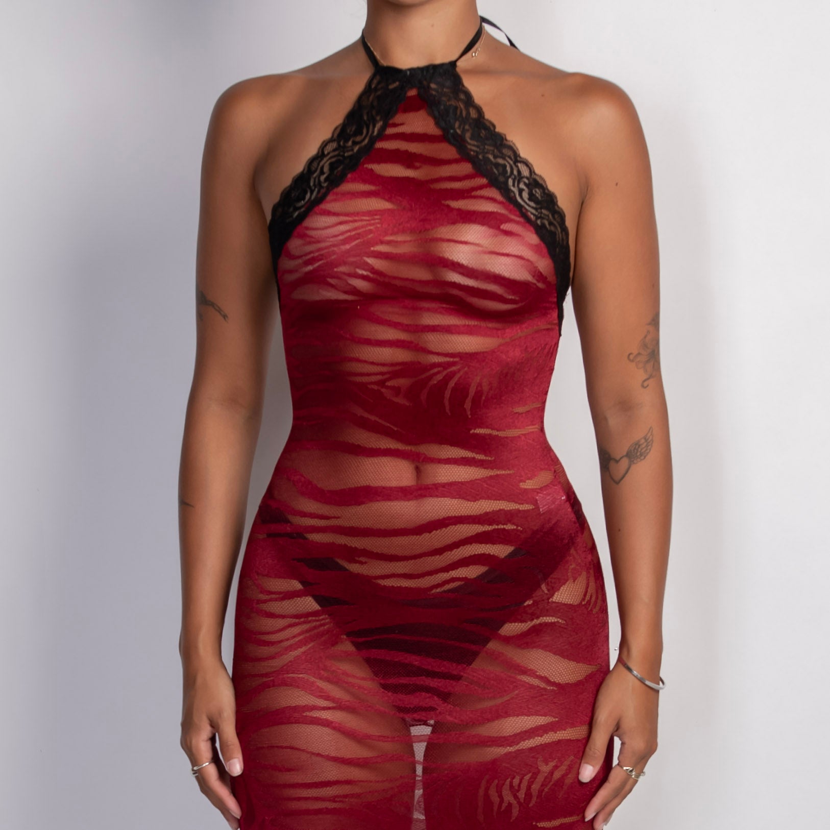 SHEER MARRON MAXI DRESS