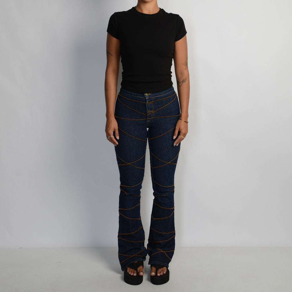 TEXTURED DENIM JEANS