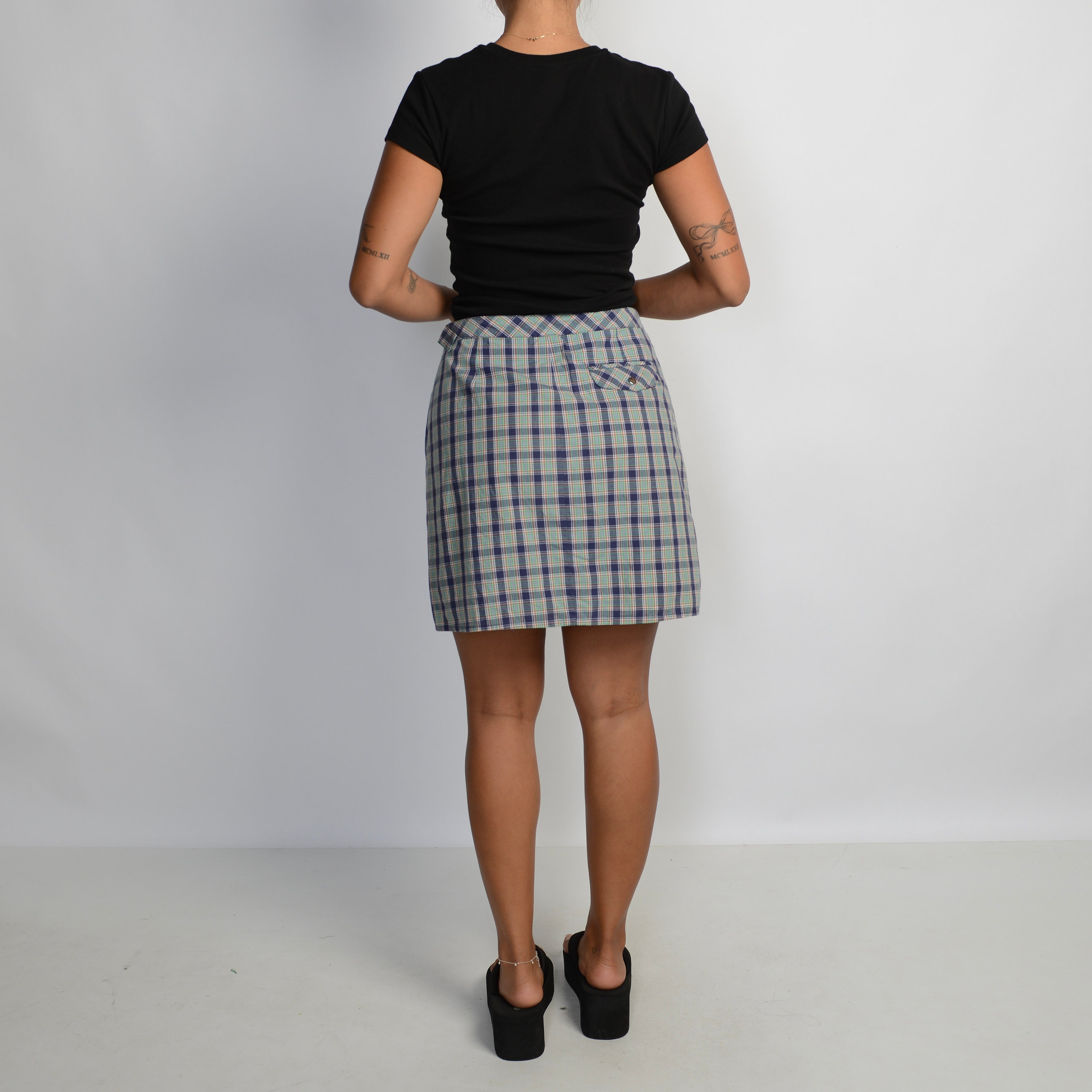 PLAID WRAP MINI SKIRT