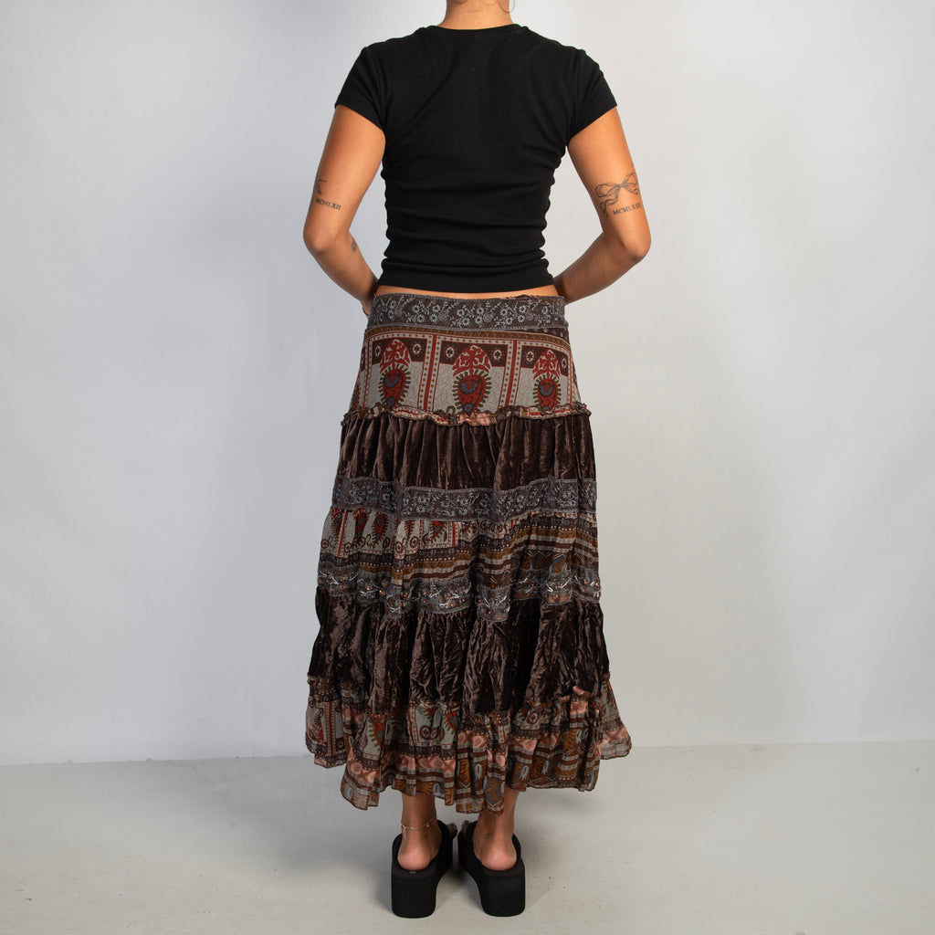 BROWN PATTERN SKIRT