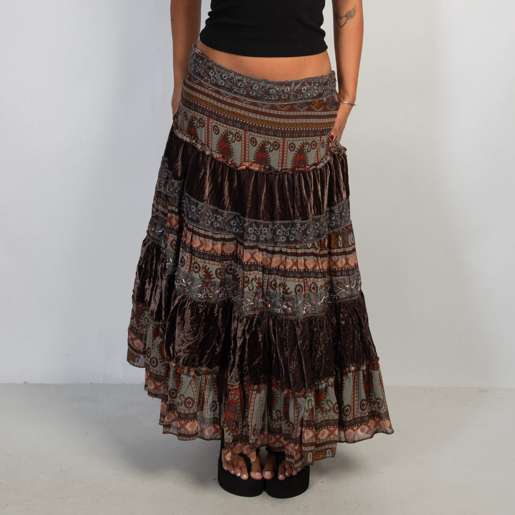BROWN PATTERN SKIRT
