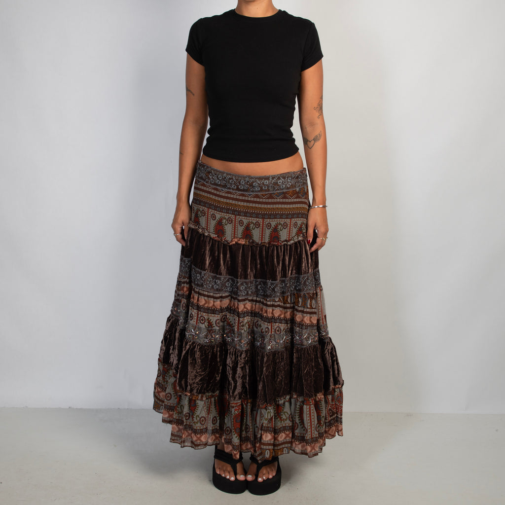 BROWN PATTERN SKIRT