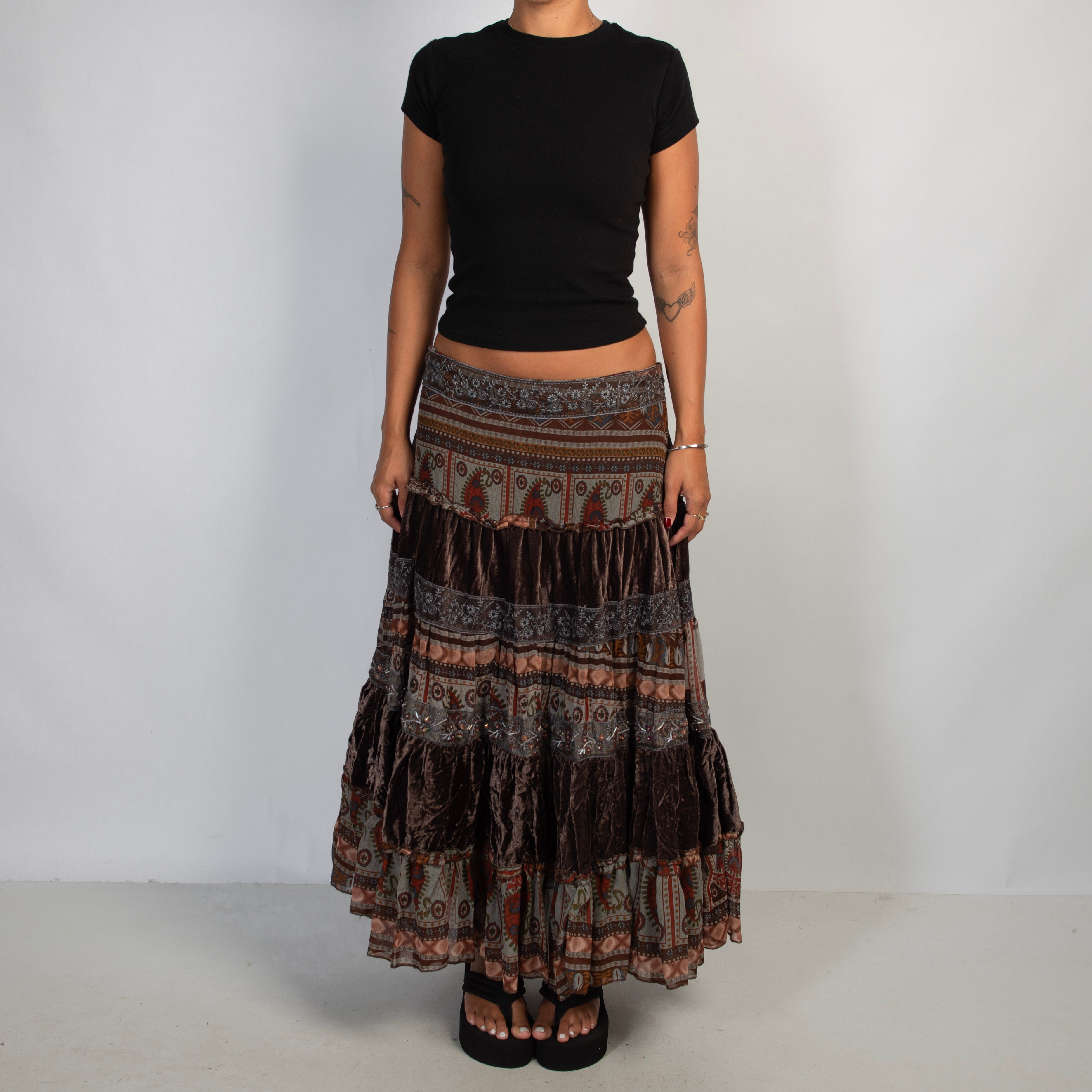 BROWN PATTERN SKIRT