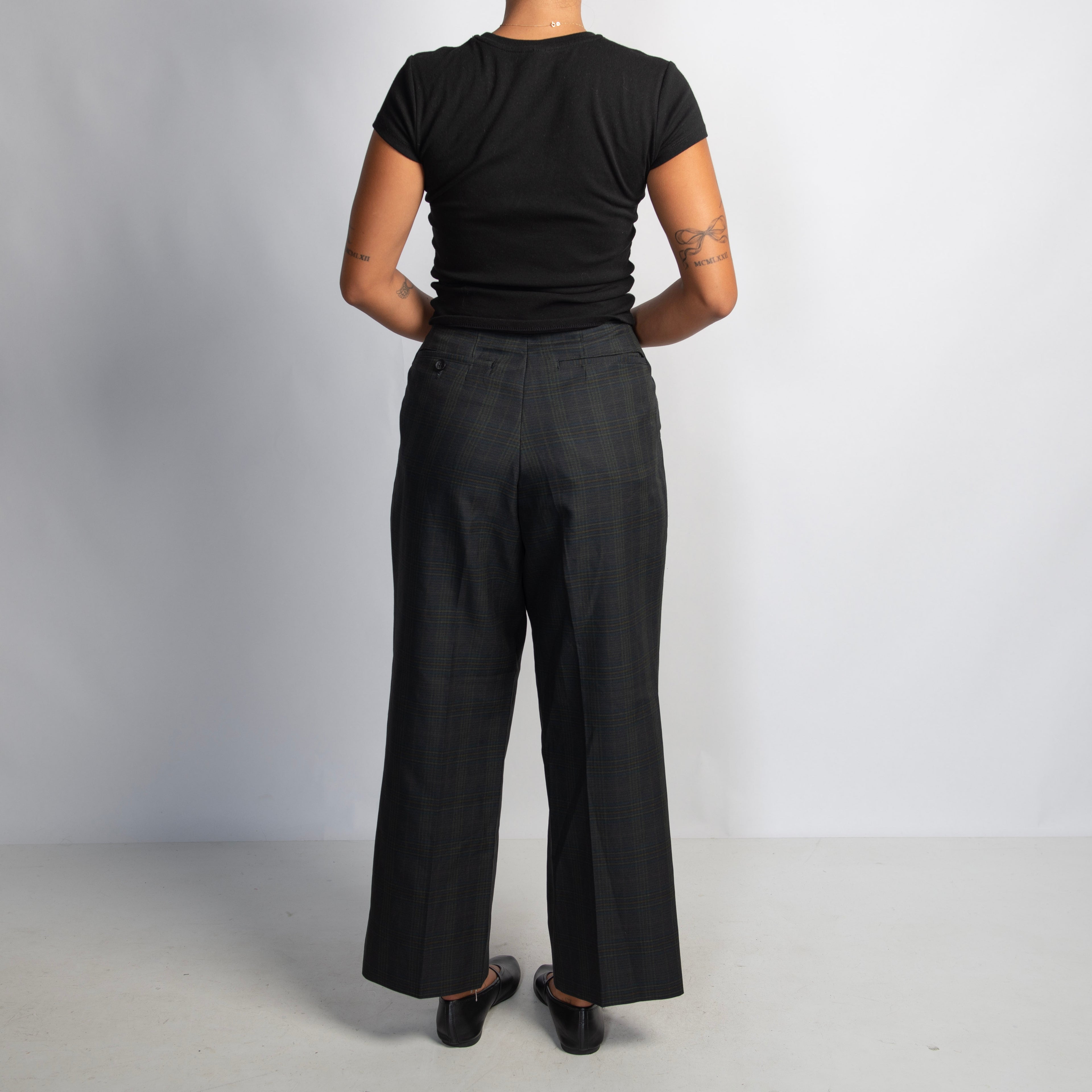 PLAID PLEAT TROUSERS