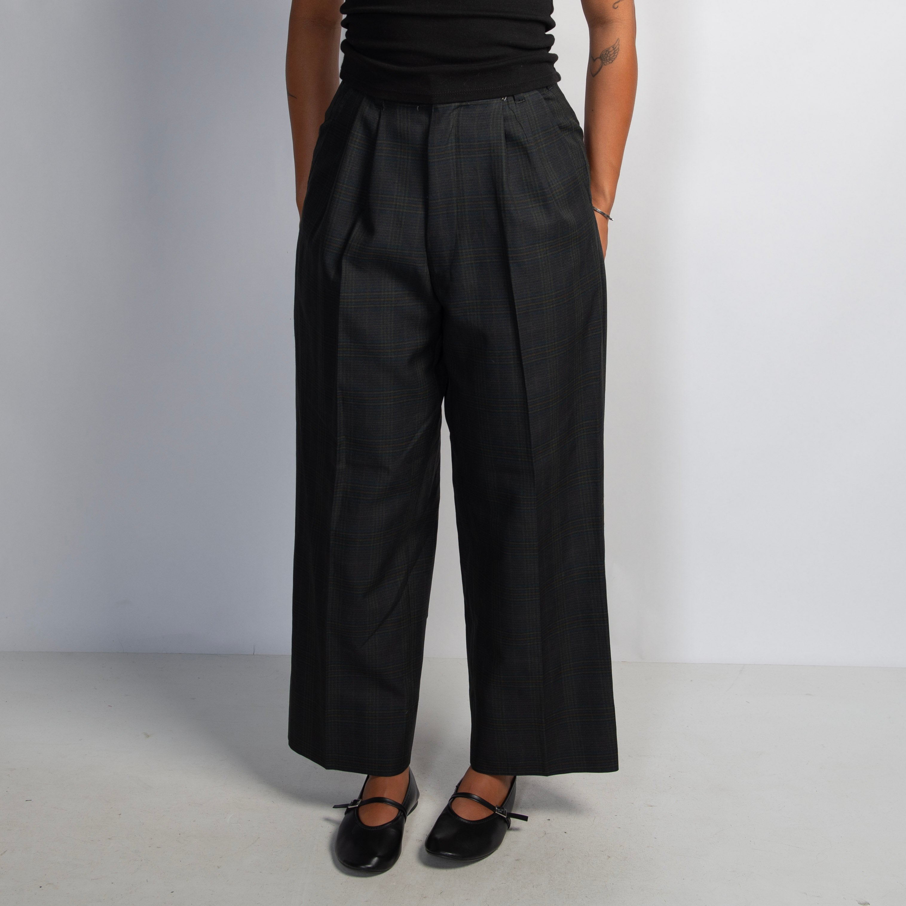 PLAID PLEAT TROUSERS