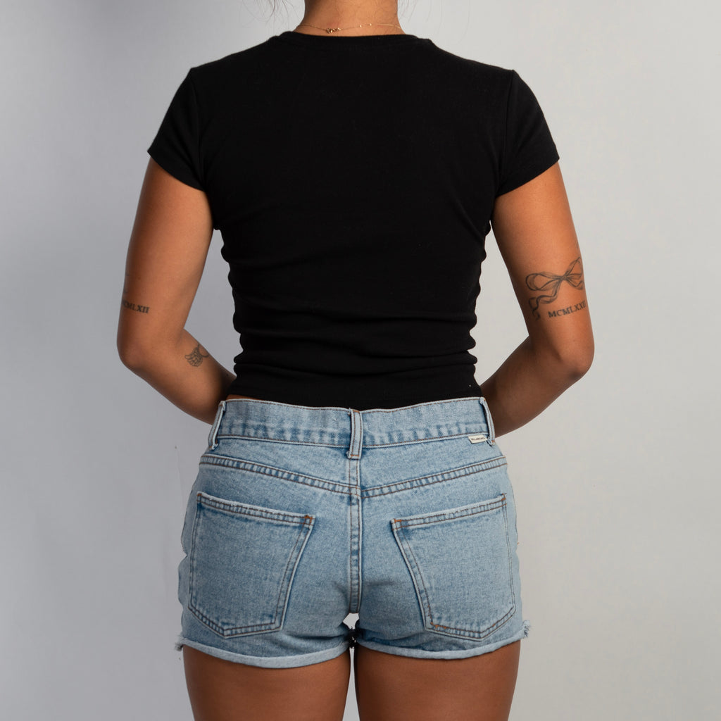 MID WASH DENIM SHORTS