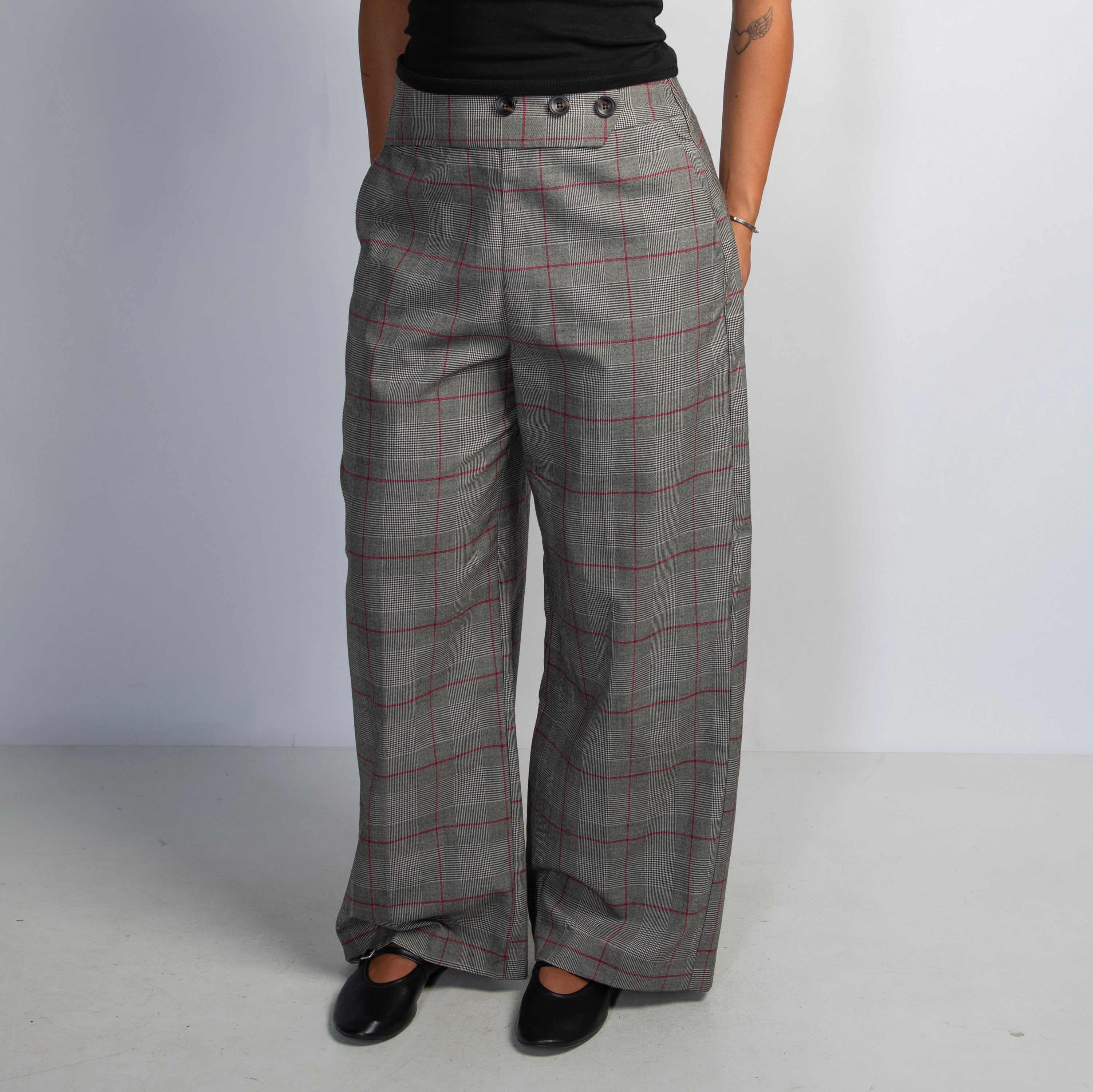 GREY PLAID TROUSERS