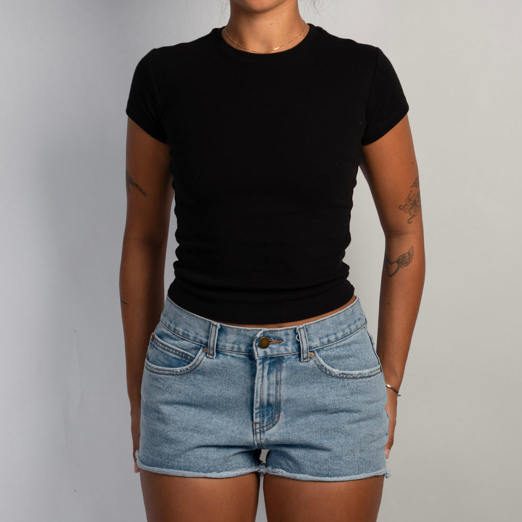 MID WASH DENIM SHORTS