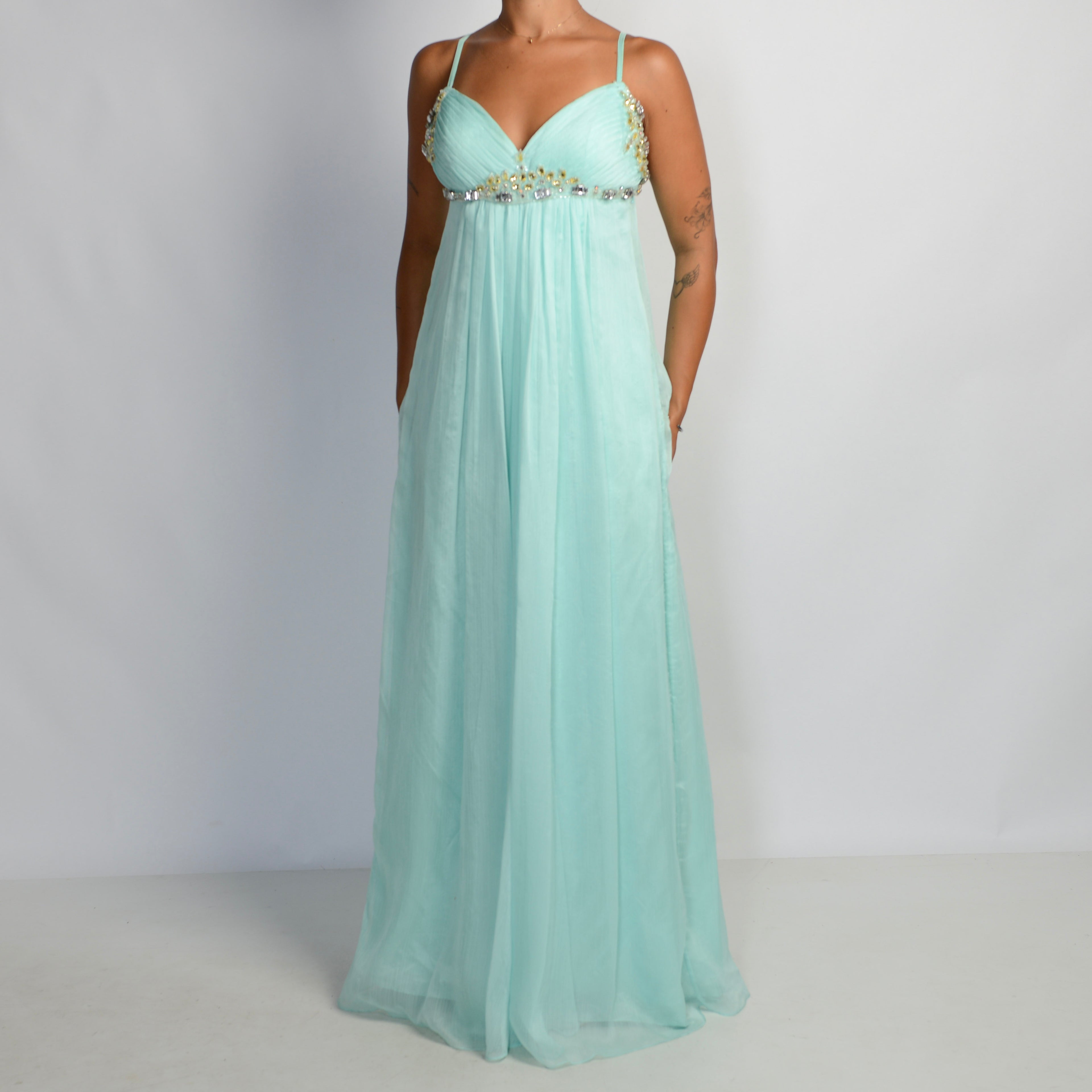 AQUA BEADED GOWN