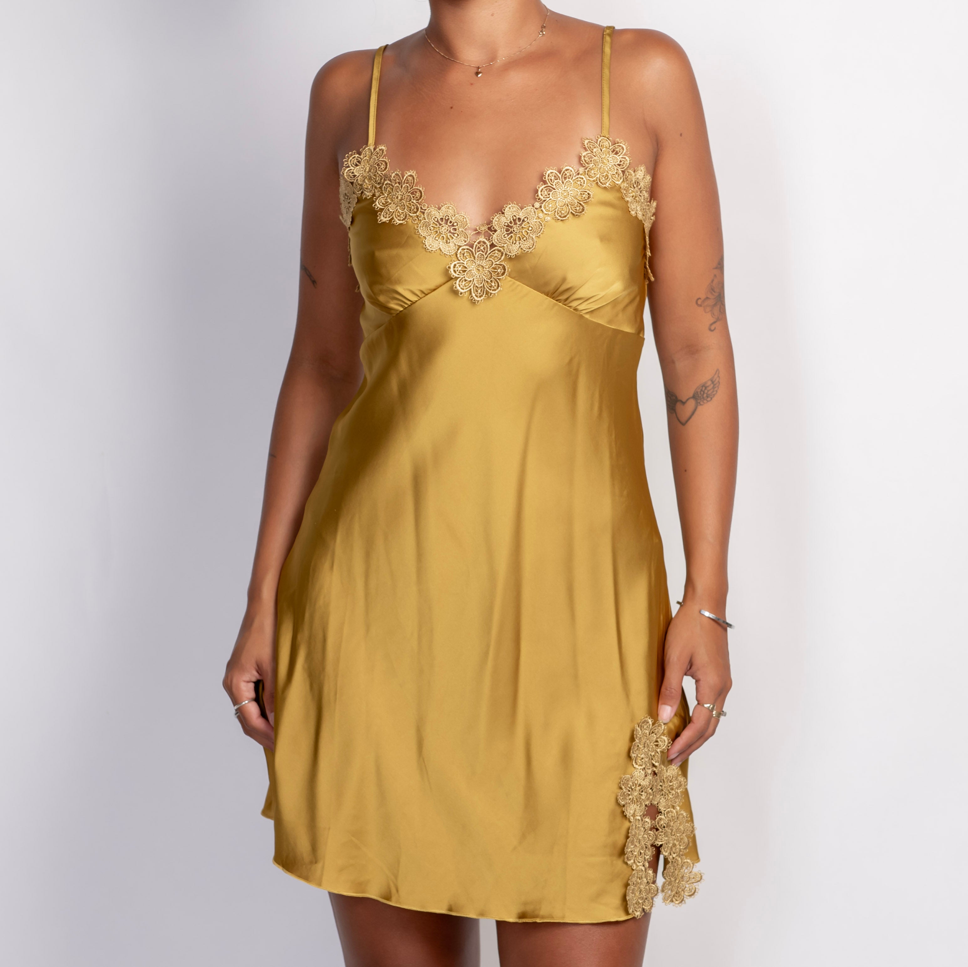 GOLD SATIN MINI DRESS