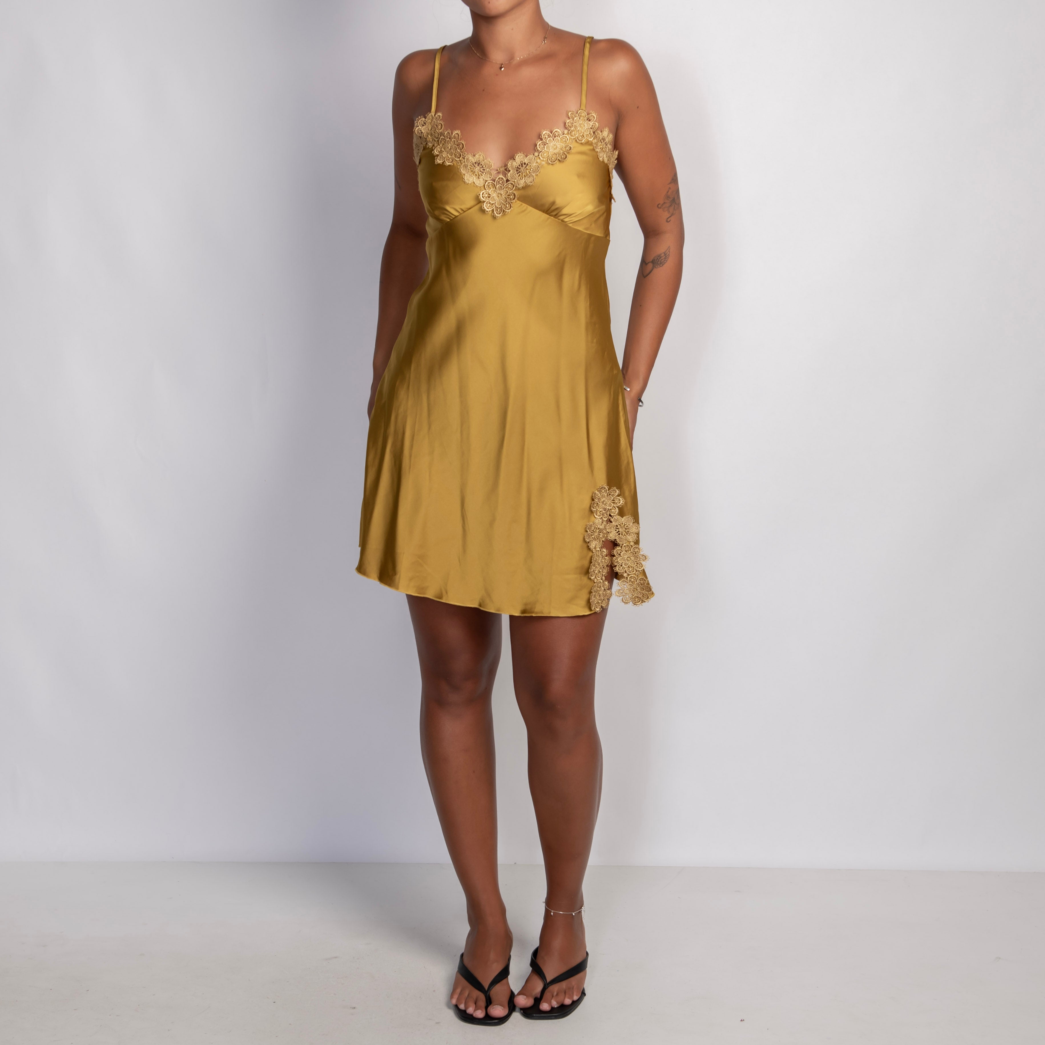 GOLD SATIN MINI DRESS
