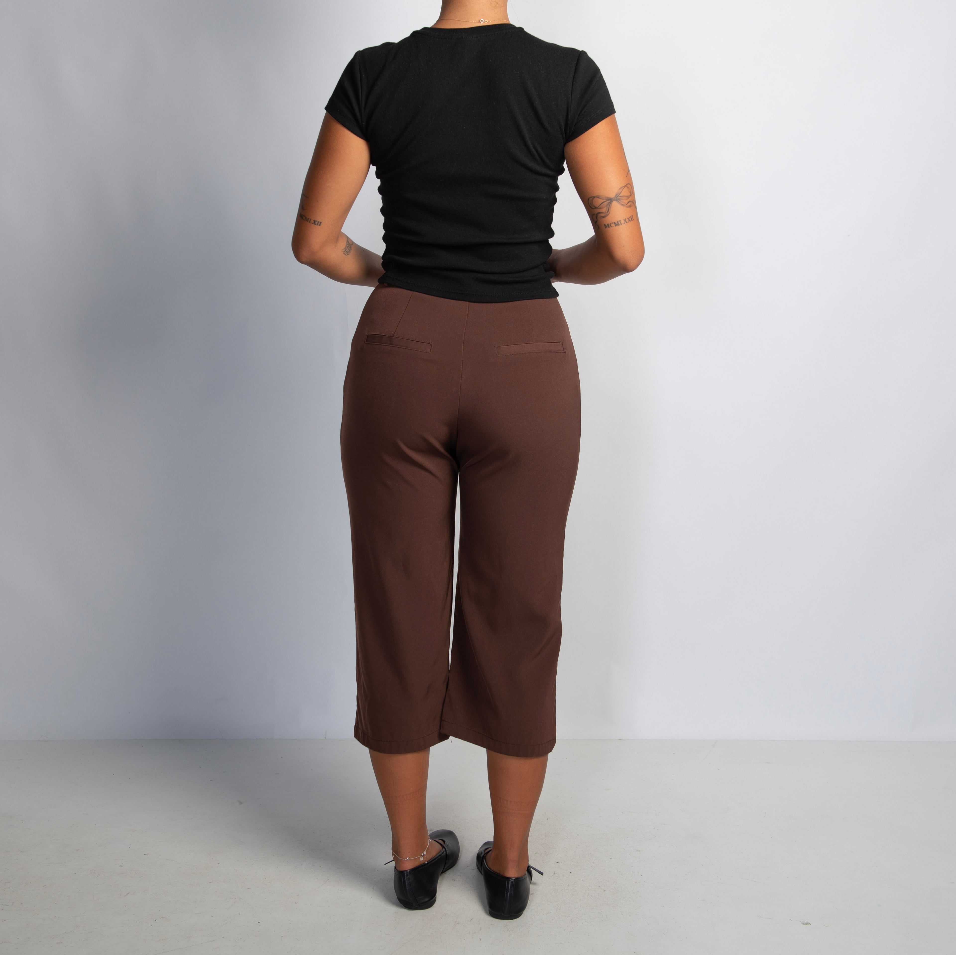 BROWN CROP TROUSERS