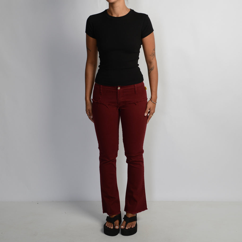 MAROON BOOTCUT JEANS