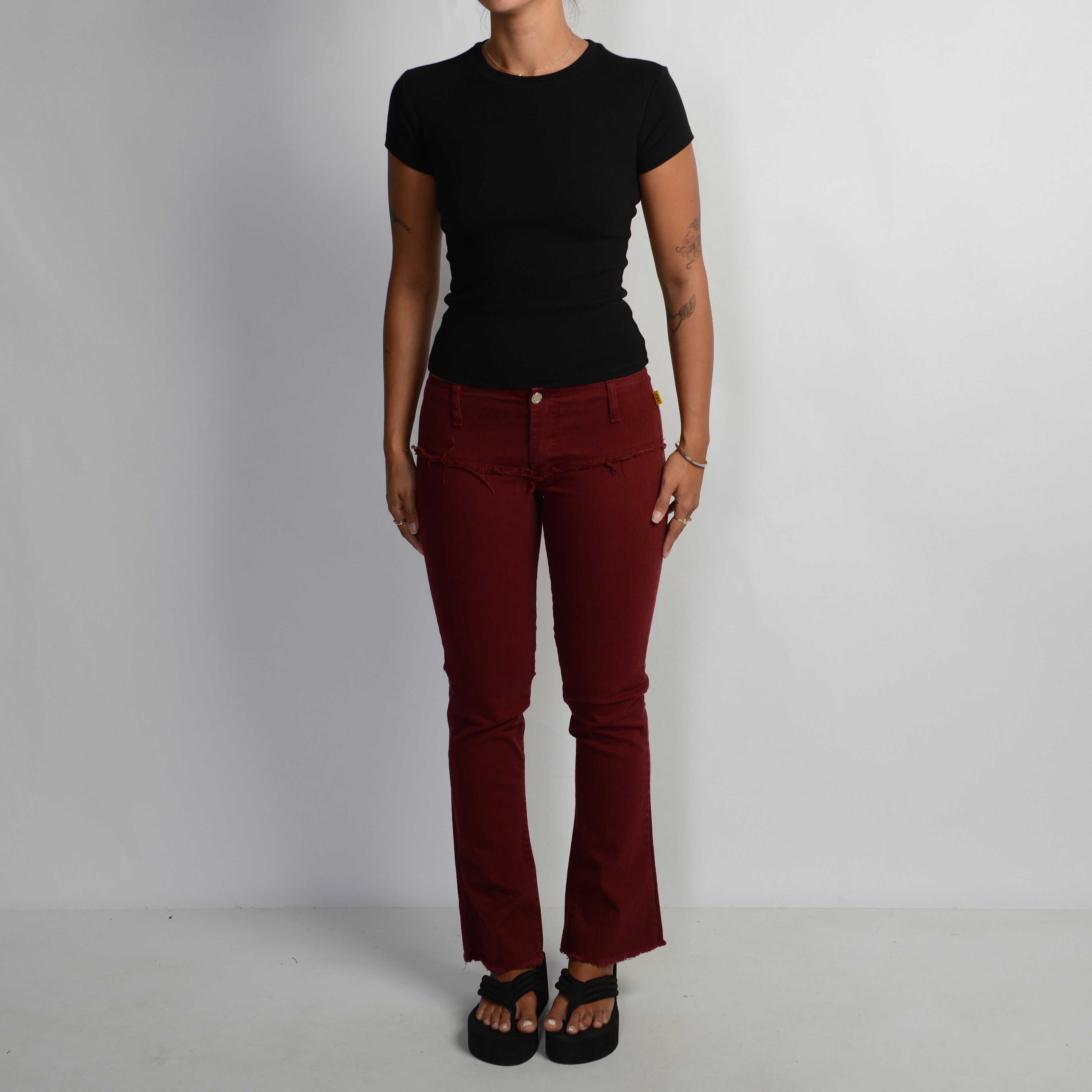 MAROON BOOTCUT JEANS
