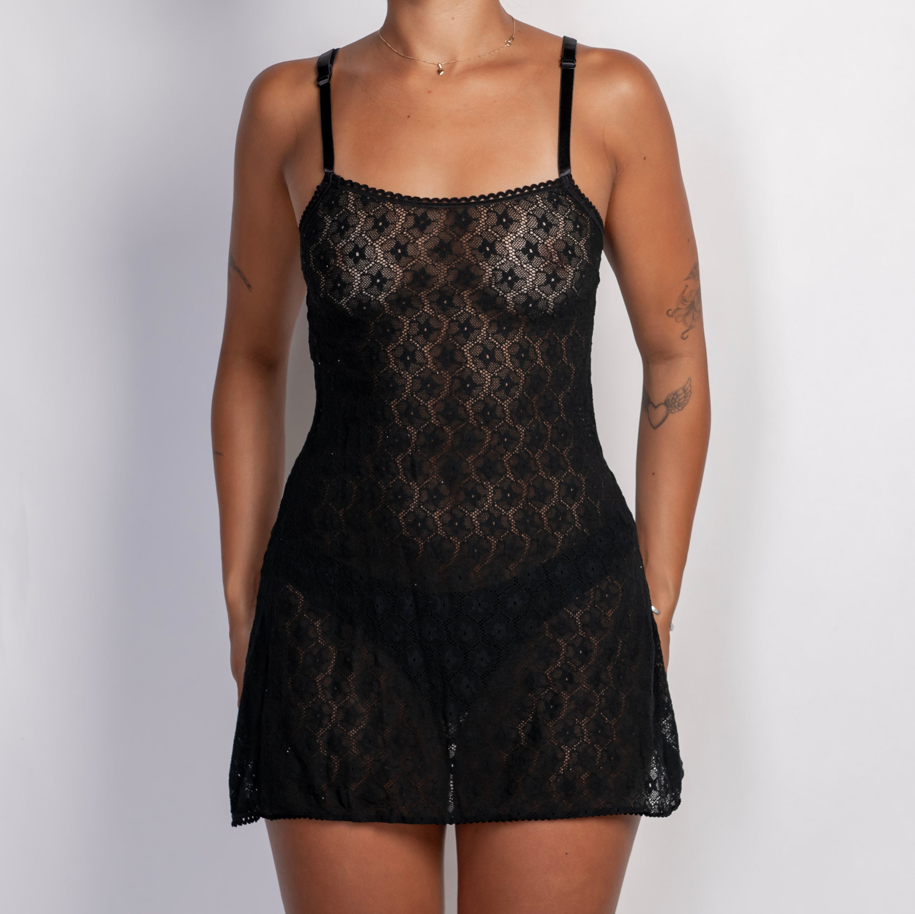 BLACK LACE A LINE DRESS