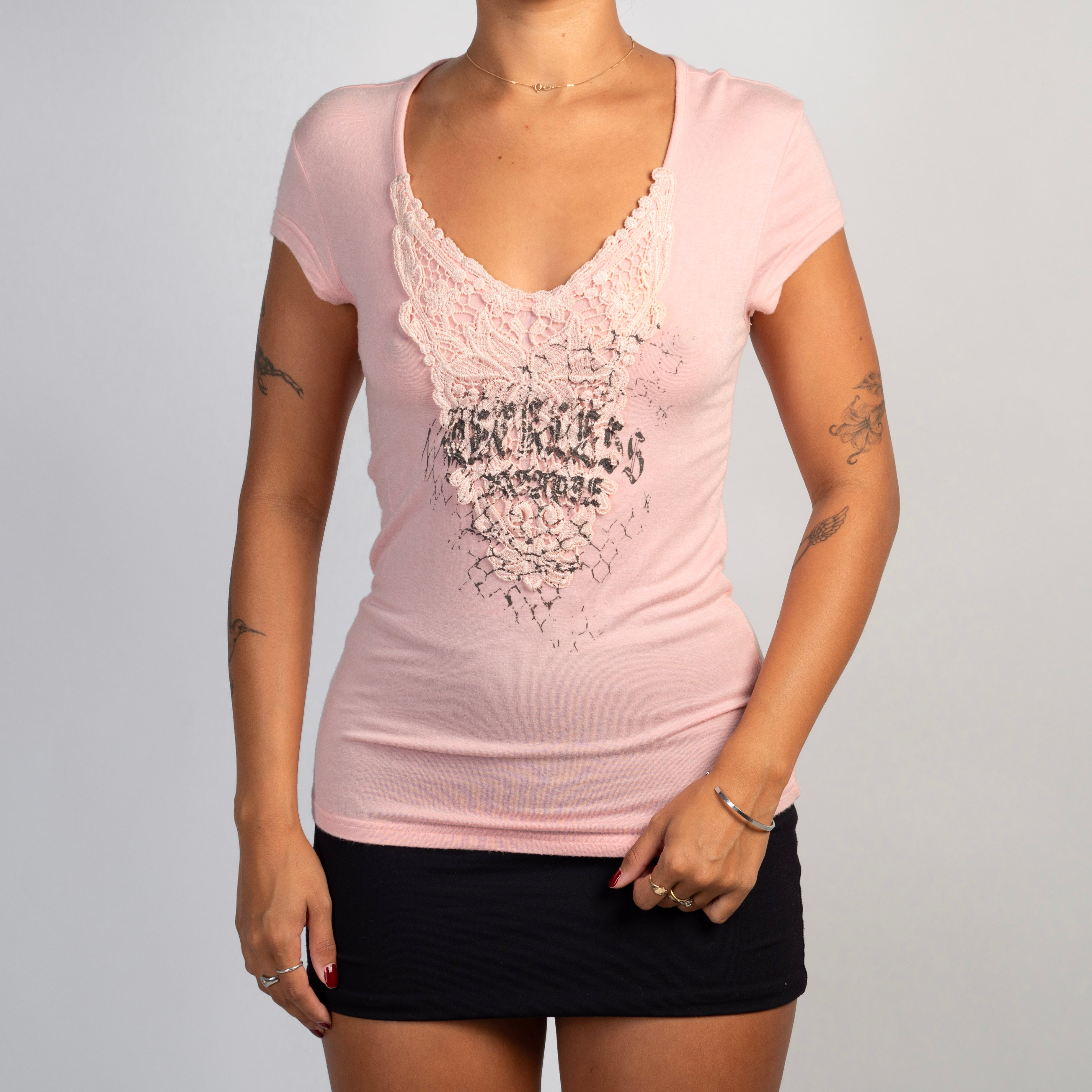 PINK GRAPHIC STRETCH TOP