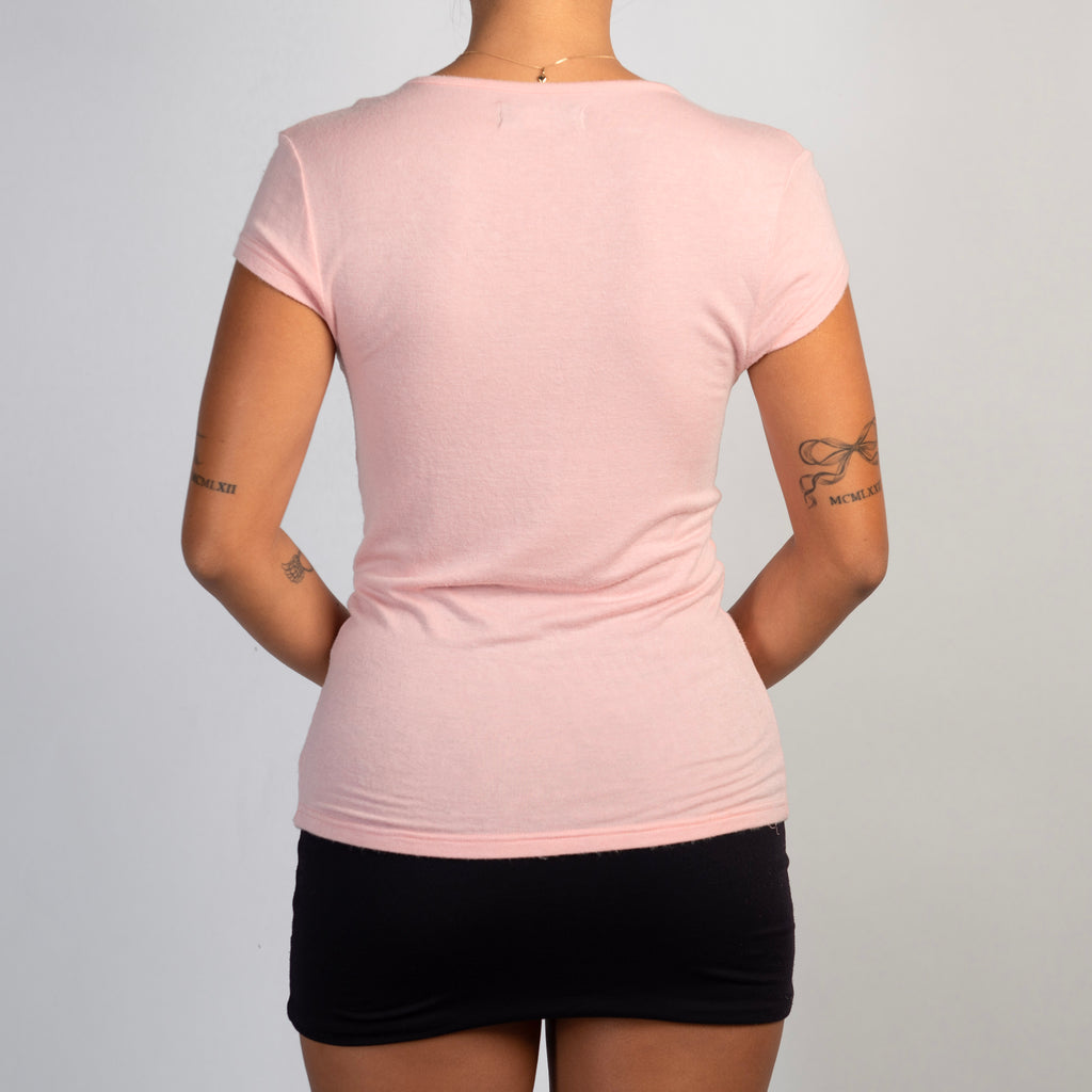 PINK GRAPHIC STRETCH TOP