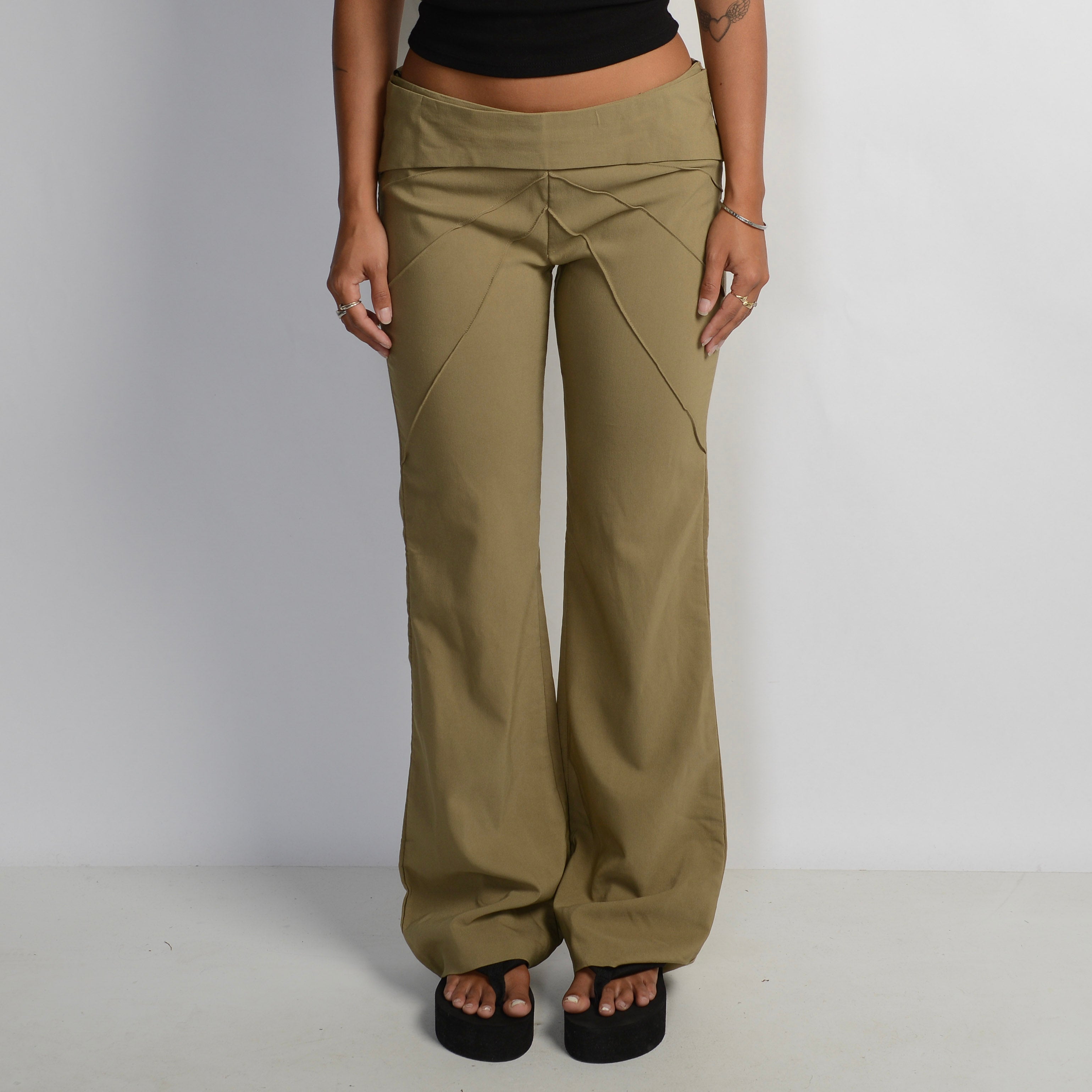 OLIVE BOOTCUT TROUSERS